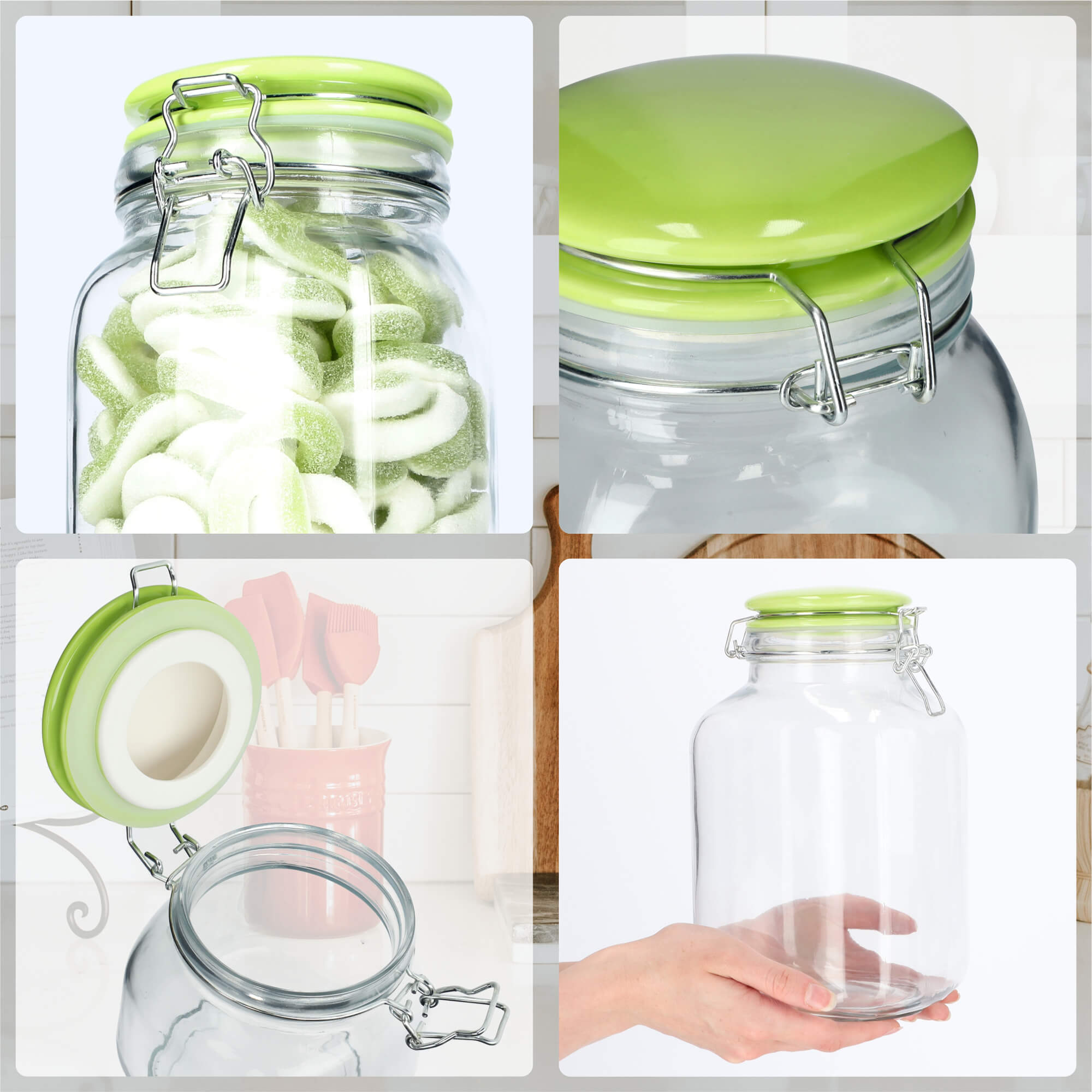 Słoik hermetyczny z ceramiczną pokrywą 2.8L zielony