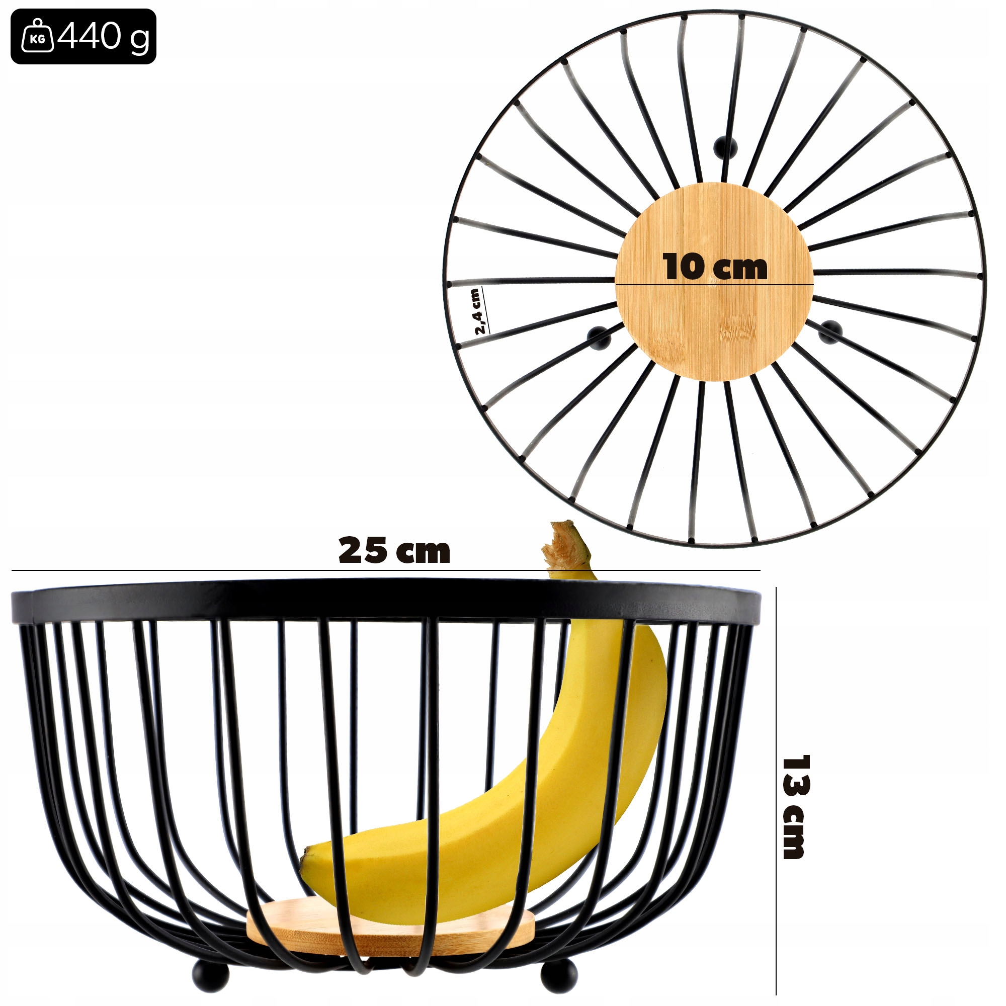 Koszyk metalowy 25 x 13 cm, czarny