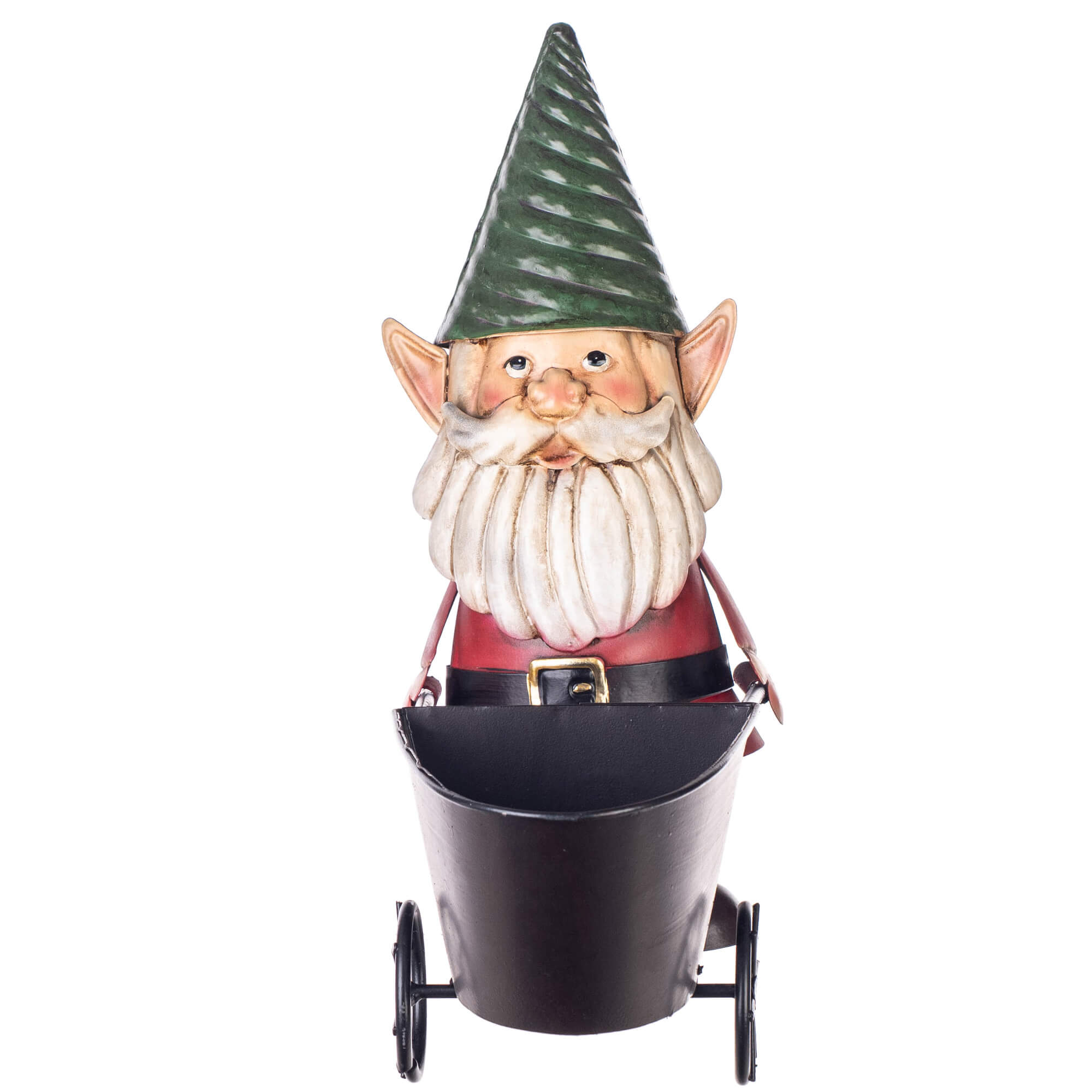 Figura ogrodowa Esson krasnal z wózkiem stalowa 34 cm