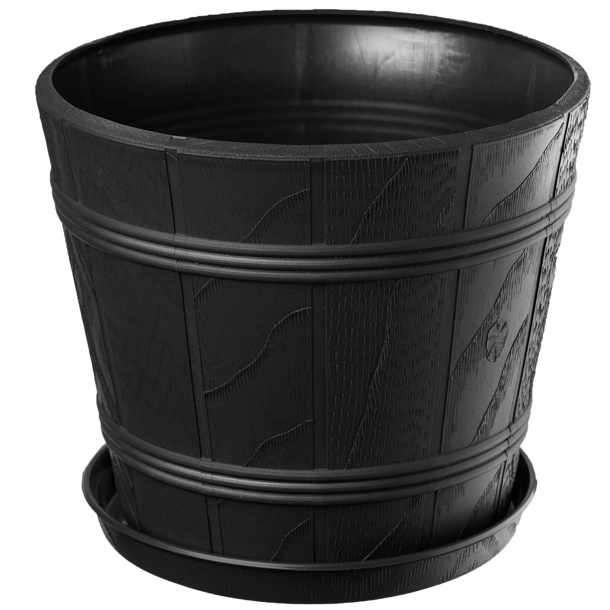 Doniczka drewnopodobna 19 cm, grafit