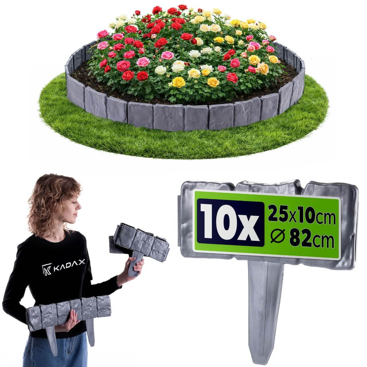 Płotek ogrodowy Gouex obrzeże 25 cm szary 10 szt.
