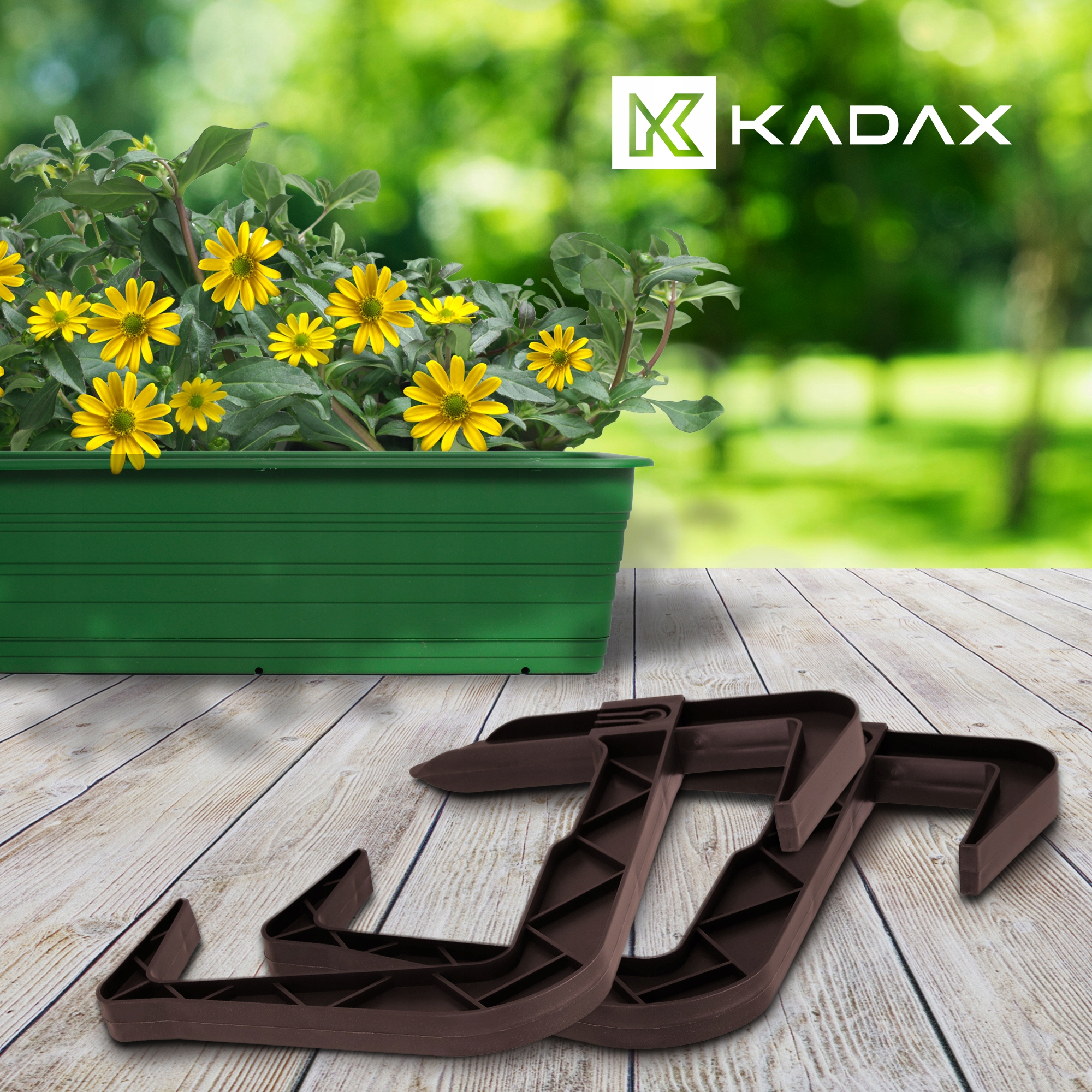 Uchwyt na skrzynkę balkonową brązowa, 2 szt.