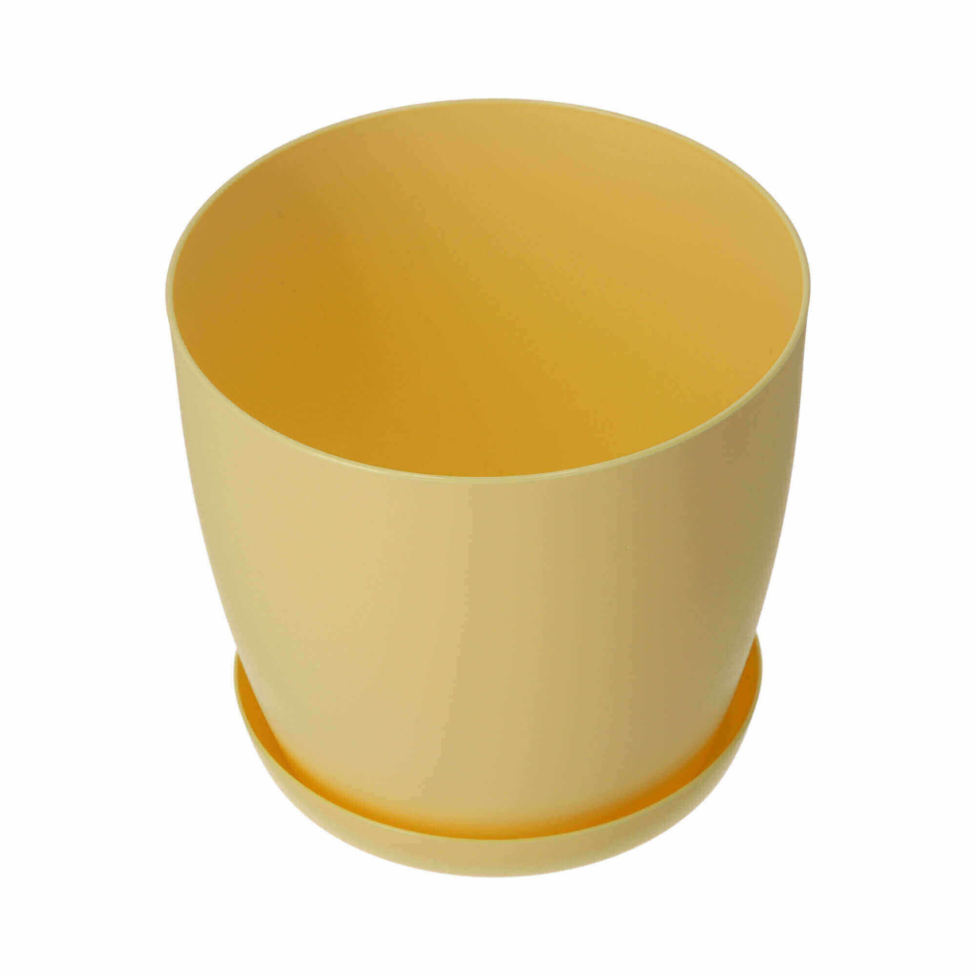 Doniczka Agen z podstawką 9 cm, matowa żółta