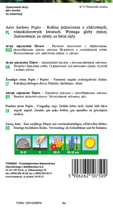 Aster karłowy Pepite - Callistephus chin. fl.pl. mieszanka 1g
