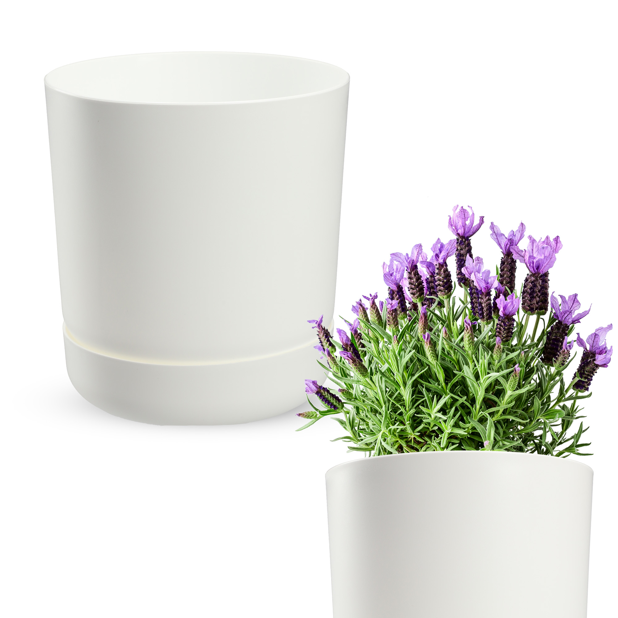 Doniczka Kama z podstawką 17 cm, biała