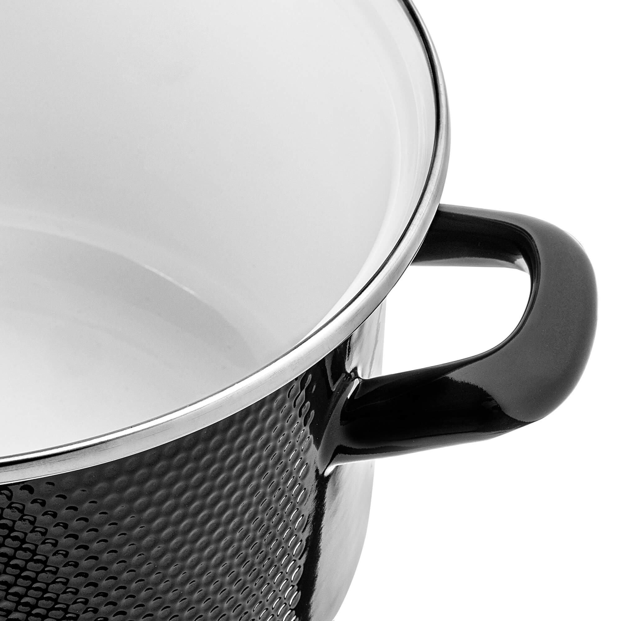 Zestaw garnków emaliowanych Pruno 2L, 3L, 4L, 5L czarne