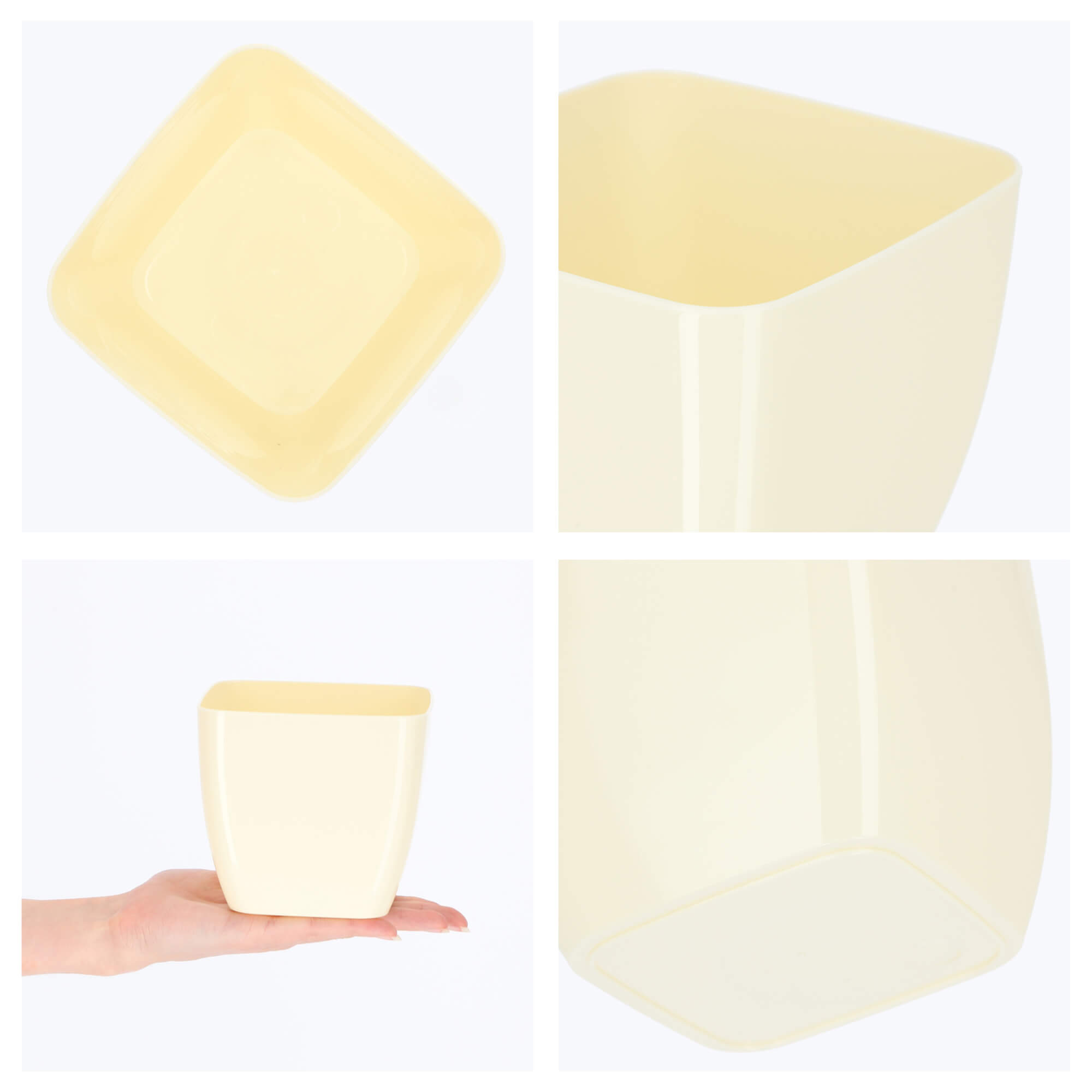 Doniczka kwadratowa Borgo 12 cm, kremowa