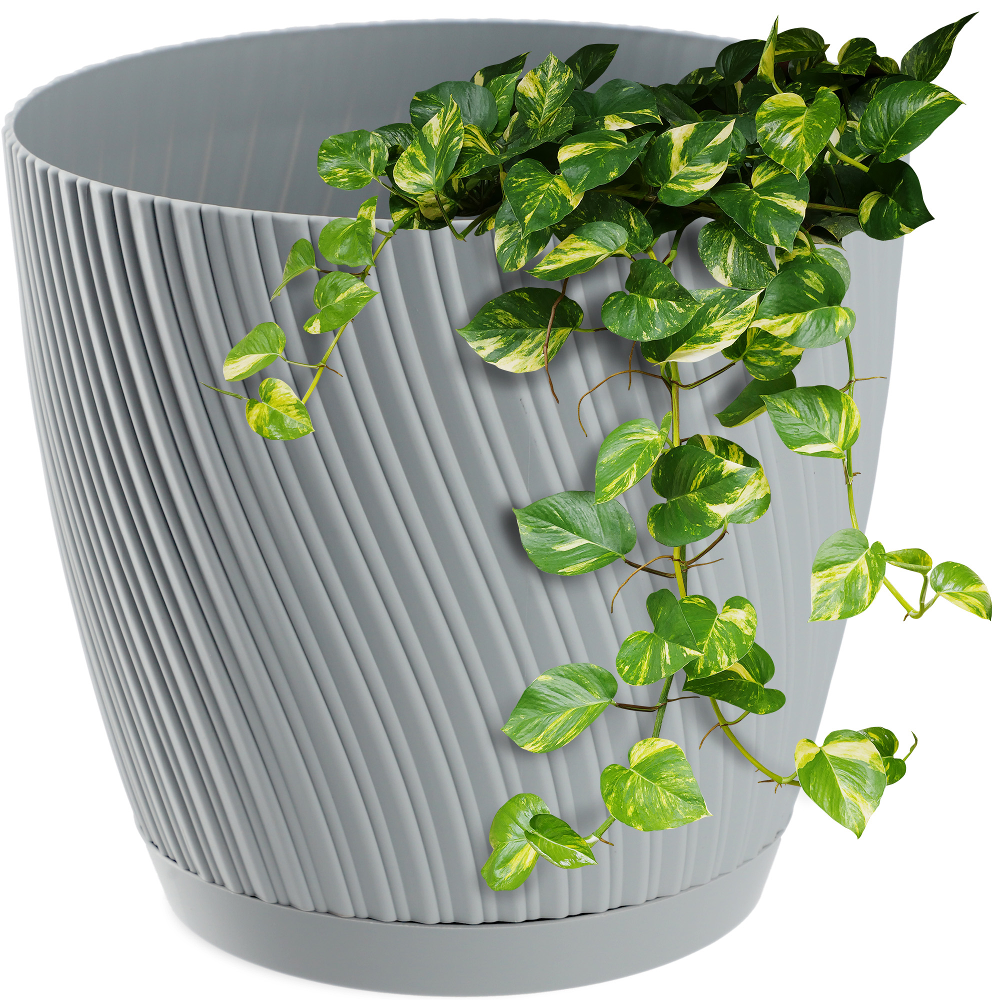 Doniczka z podstawką Tubas 19 cm, platyna