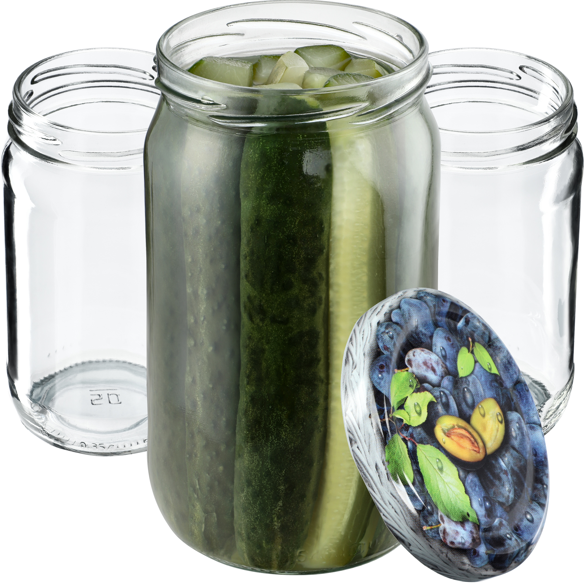 Słoiki na przetwory Gera 350ml fi66mm 20szt + wieczka "Śliwki"