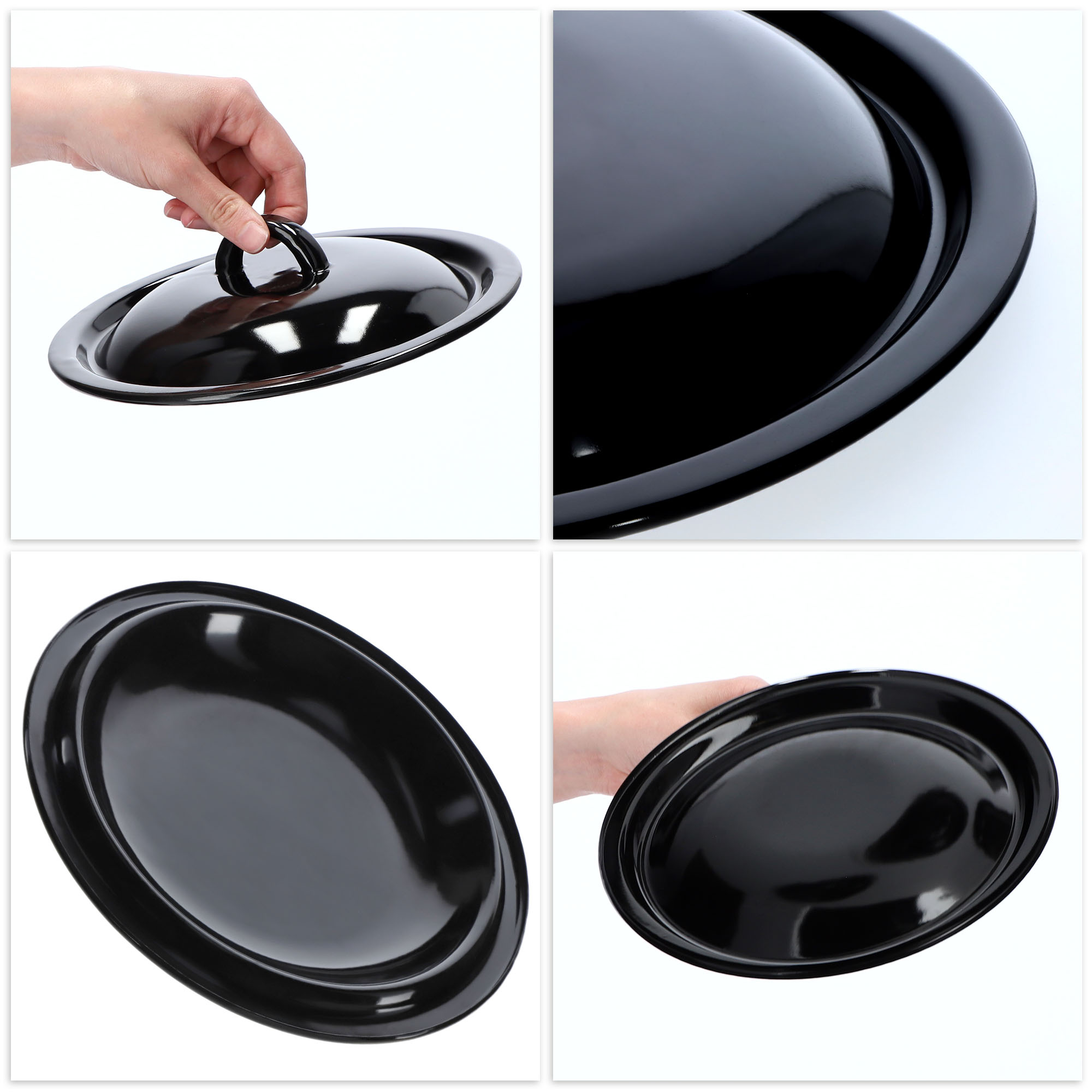 Pokrywa emaliowana do garnka 20 cm, czarna