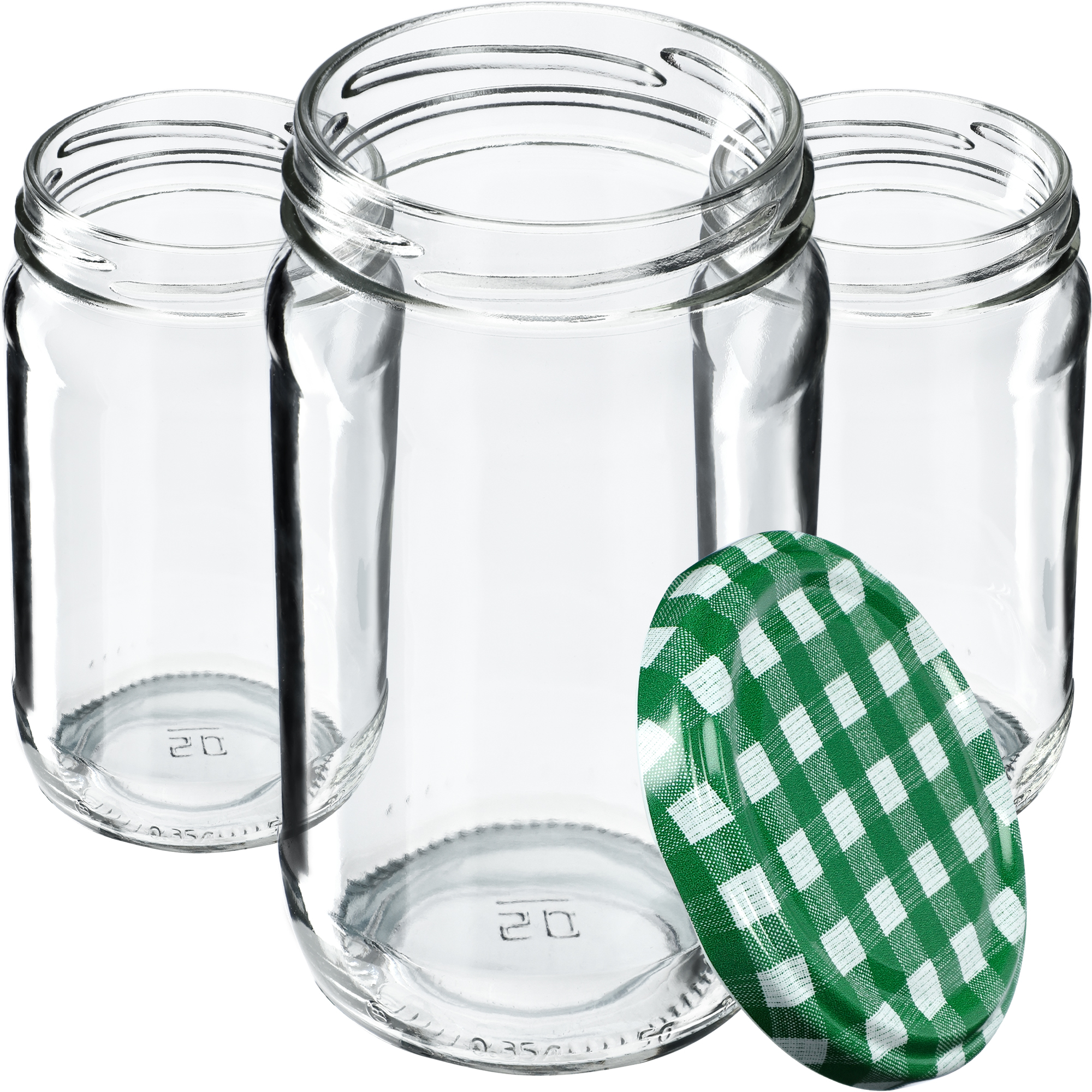 Słoiki na przetwory Gera 350ml fi66mm 20szt + wieczka "Zielona krata"