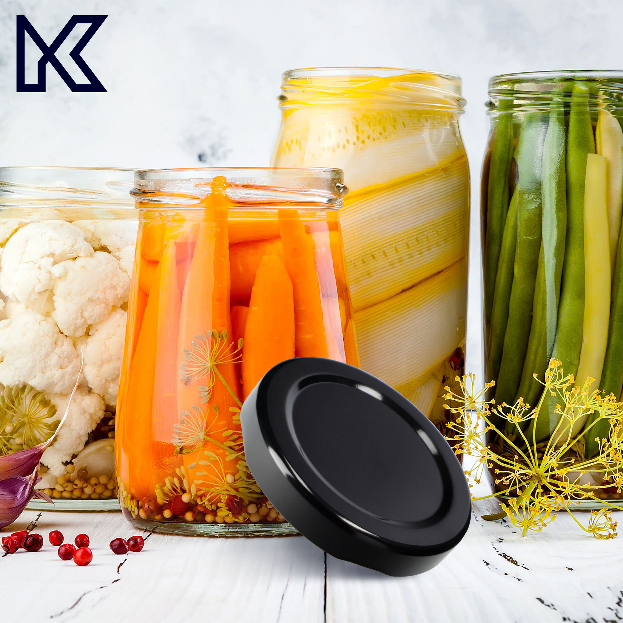 Metalowe wieczka do słoików 50szt fi 58mm czarne