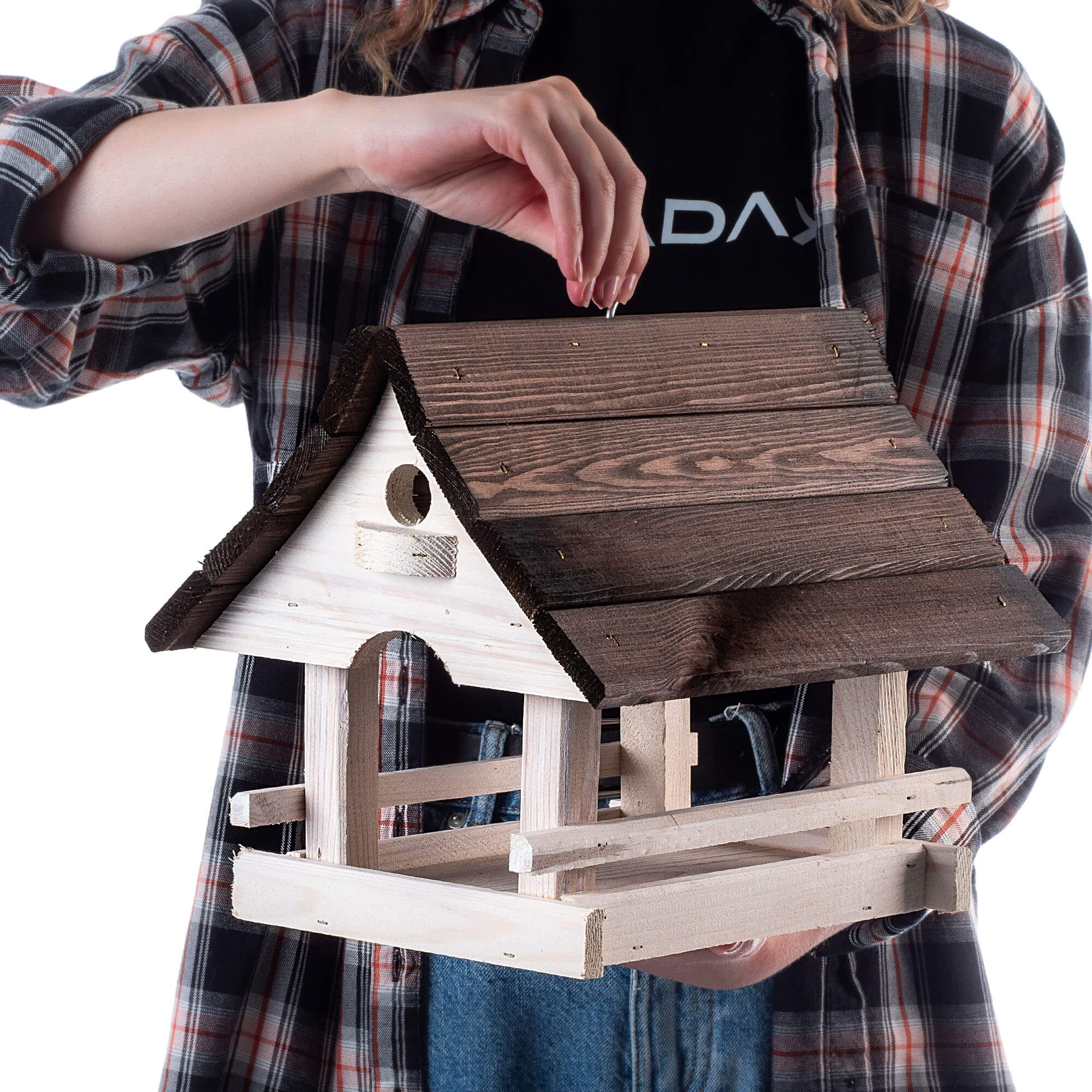 Karmnik dla ptaków Arbis domek 30 x 25 cm biało-brązowy