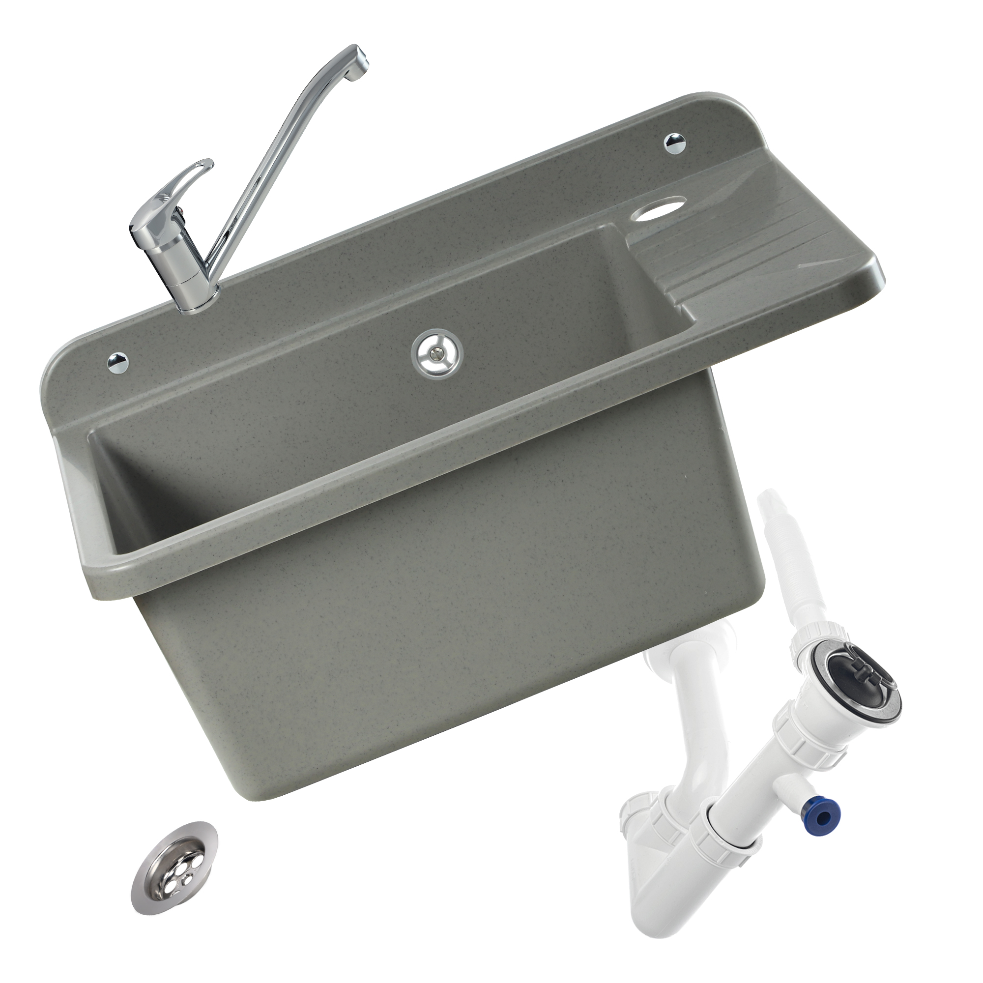 Zlew gospodarczy z baterią obrotową Gospo, grafit