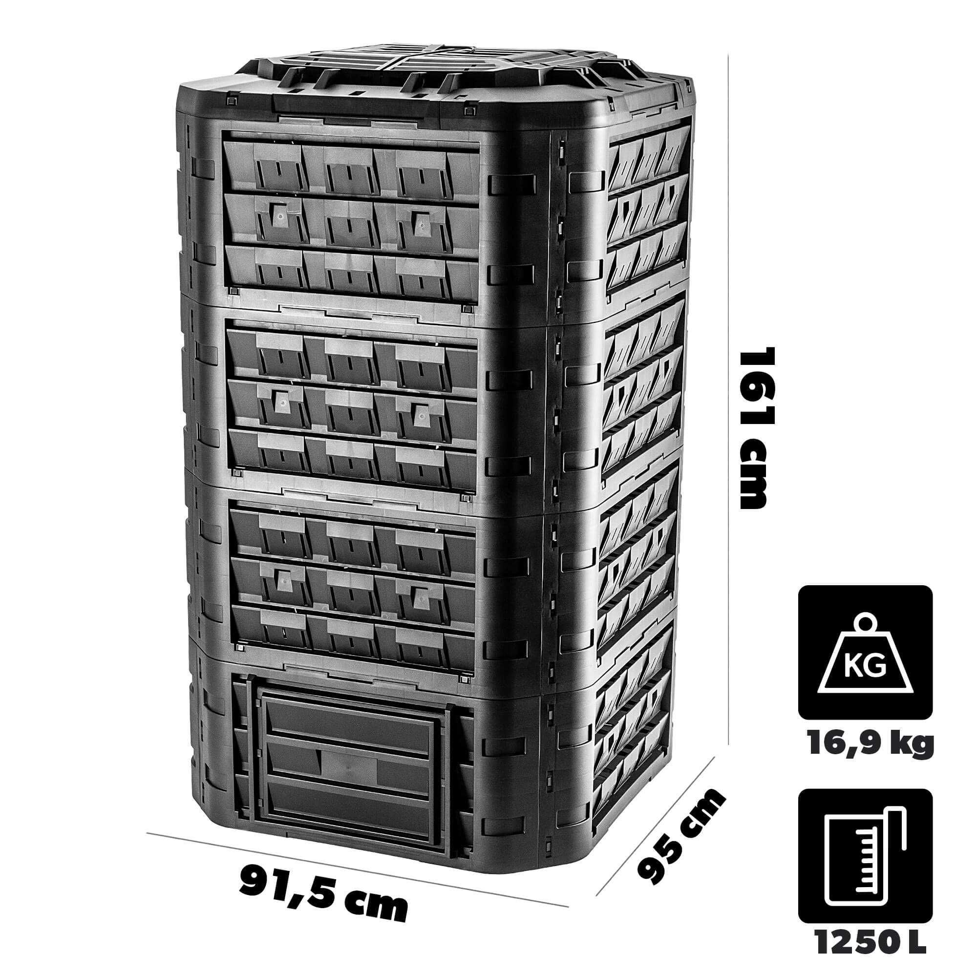 Kompostownik ogrodowy Fixem 1250L czarny