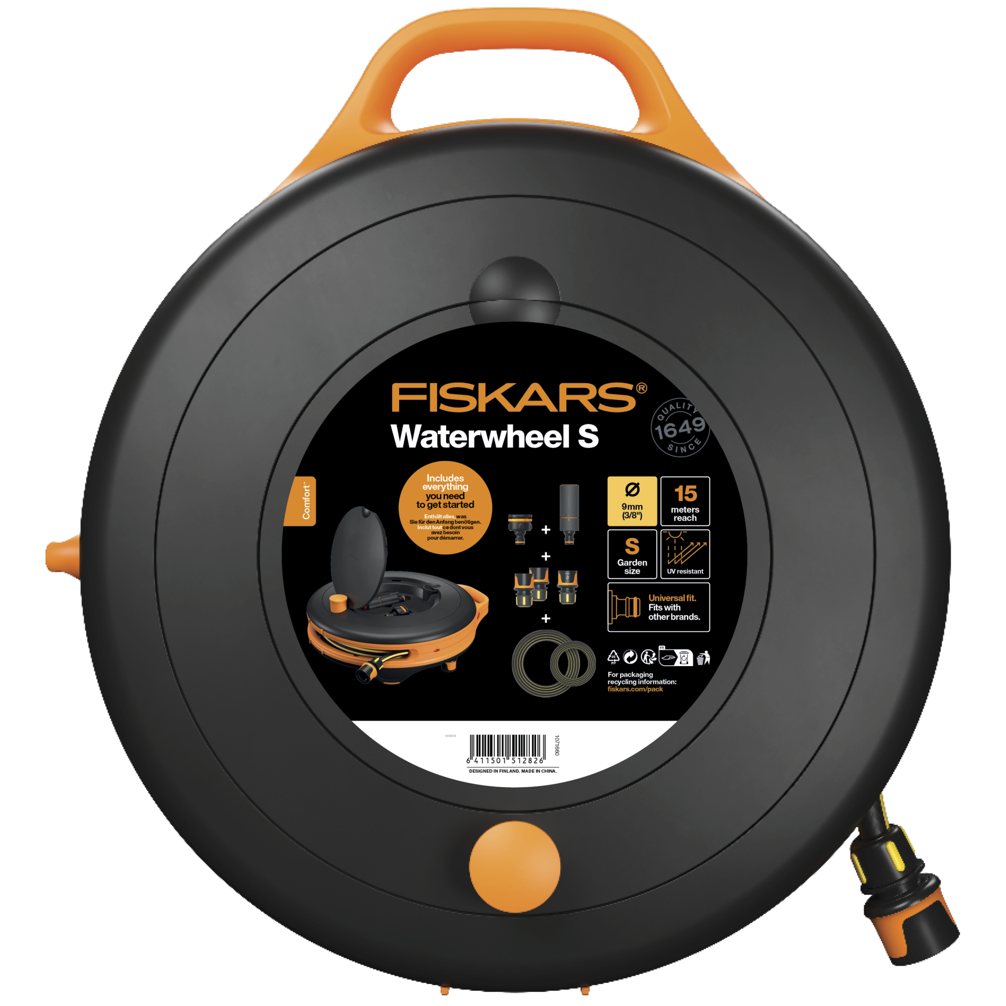 Fiskars 1071660 Comfort Bęben z wężem S 9 mm (3/8) 15 m