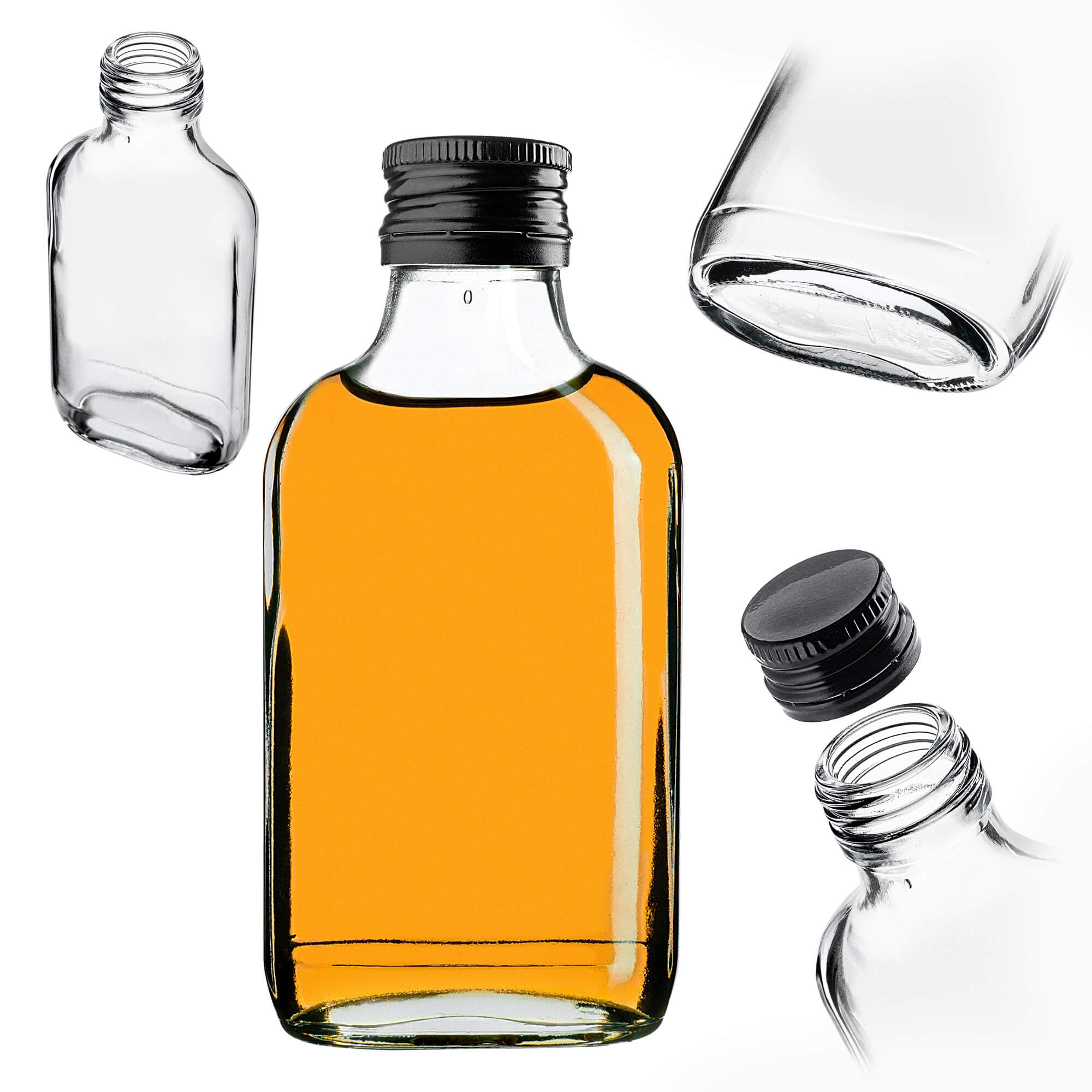 Butelka piersiówka Viane 100ml z czarną zakrętką 1 szt.