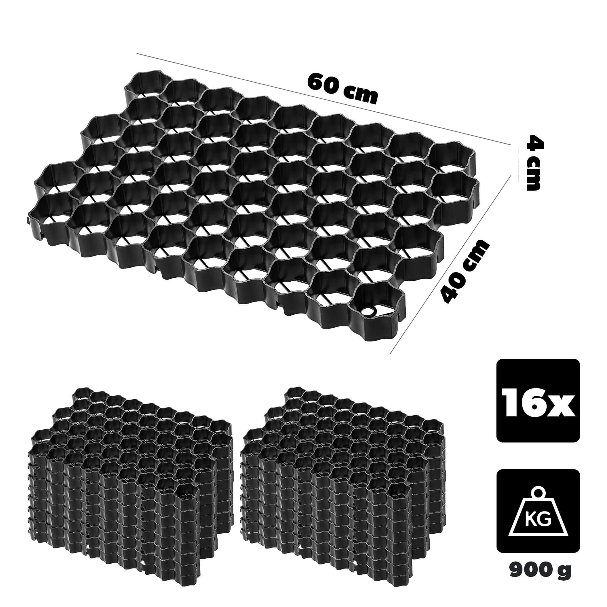 Kratka parkingowa Lund 60 x 40 cm 16 szt. czarna