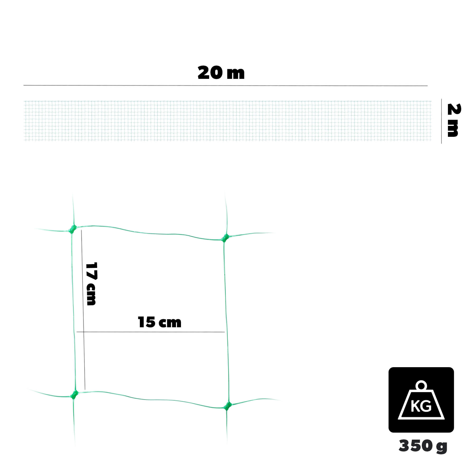 Siatka ogrodowa do roślin pnących Licourt 2 x 20 m zielona