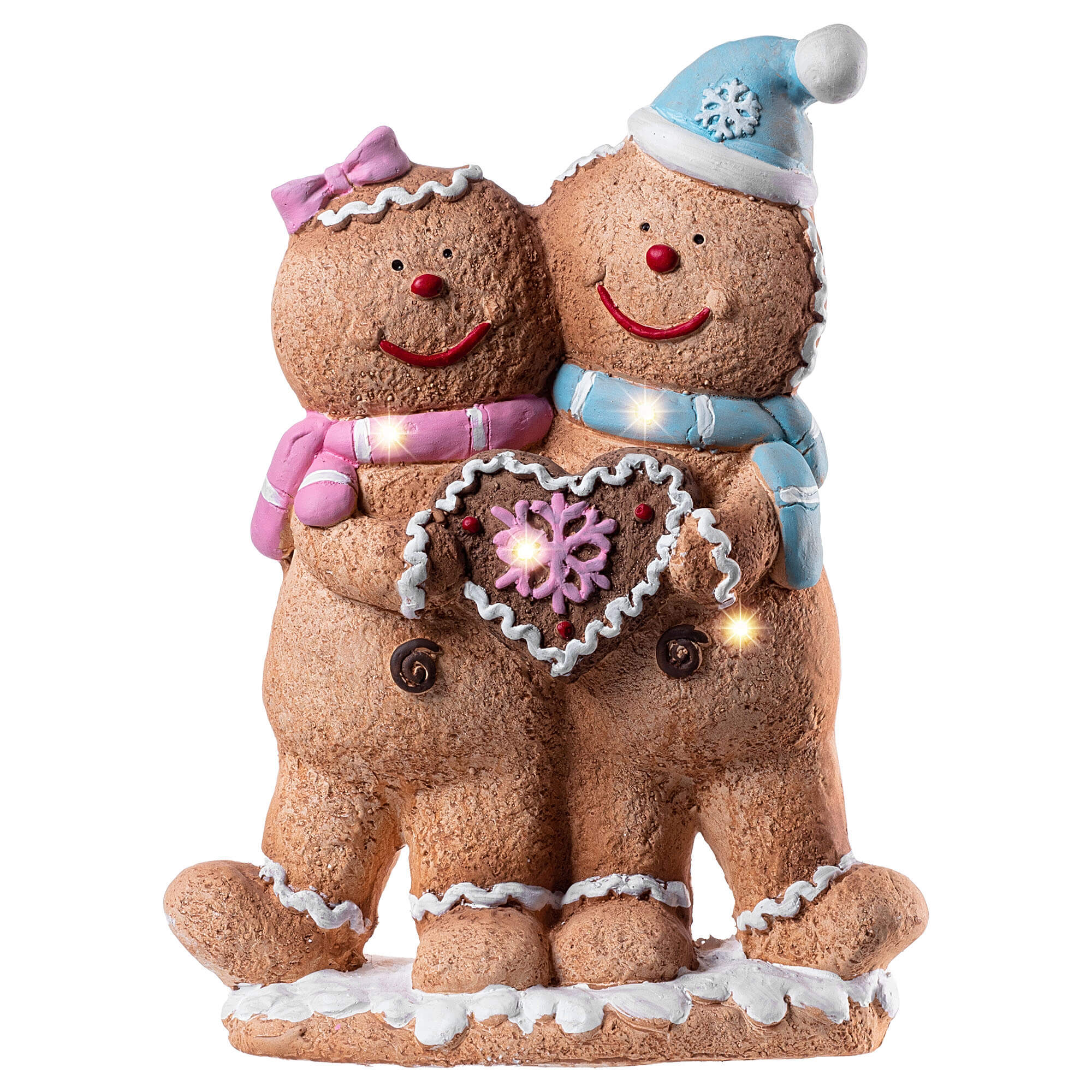 Figurka bożonarodzeniowa LED Aliud chłopiec i dziewczynka piernik