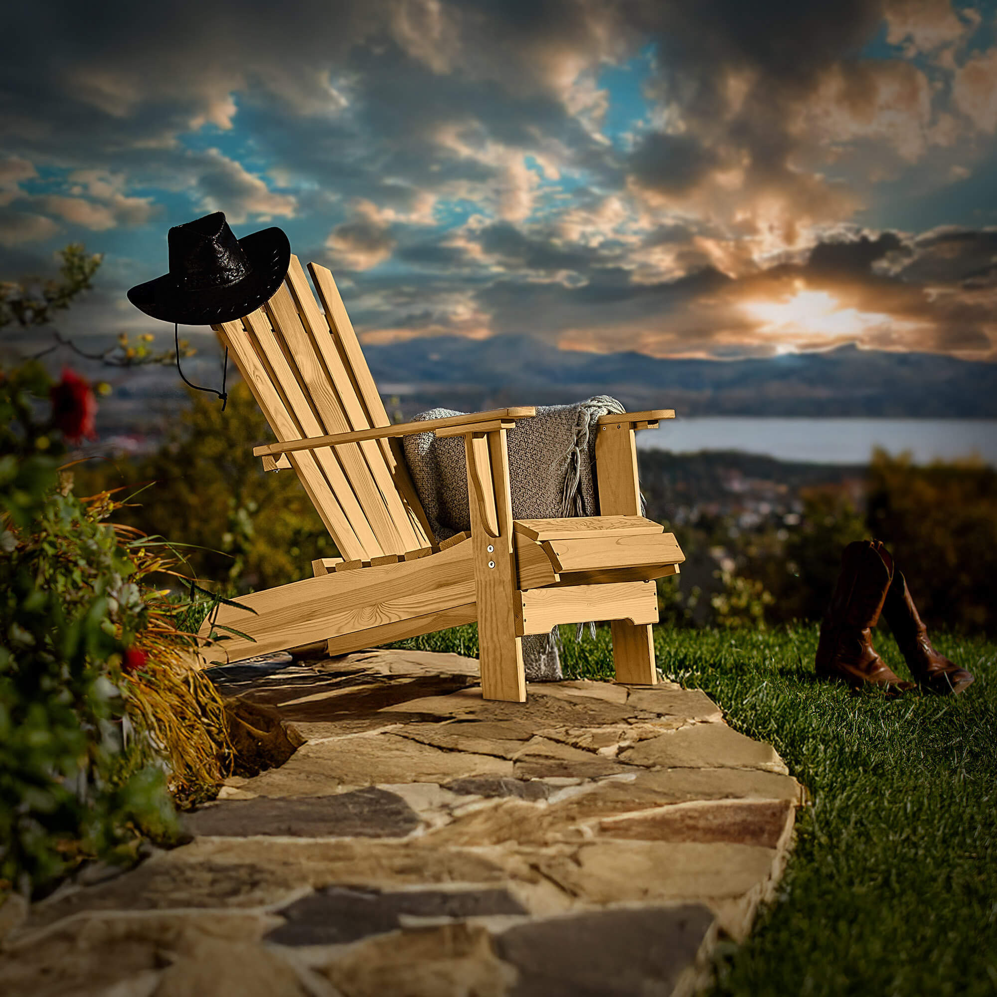 Fotel drewniany plażowy Arphy złoty dąb