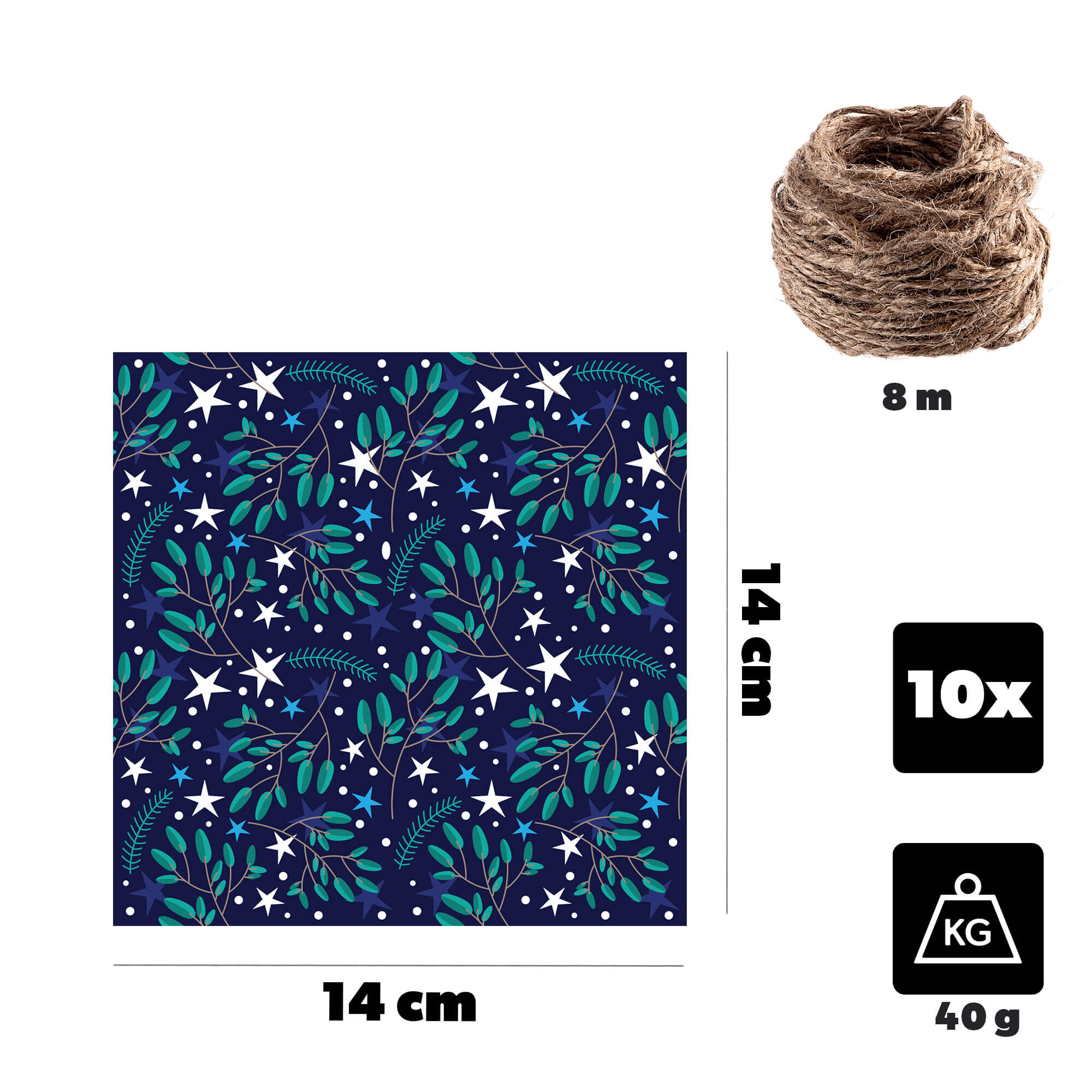 Kapturki na słoiki Maja ze sznurkiem, 10szt, "Gałązki"