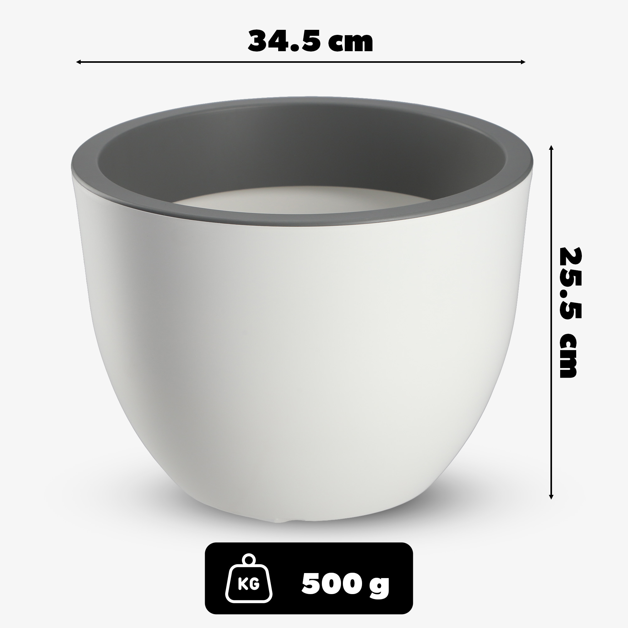 Doniczka okrągła Rafat 35 m, biały + beton