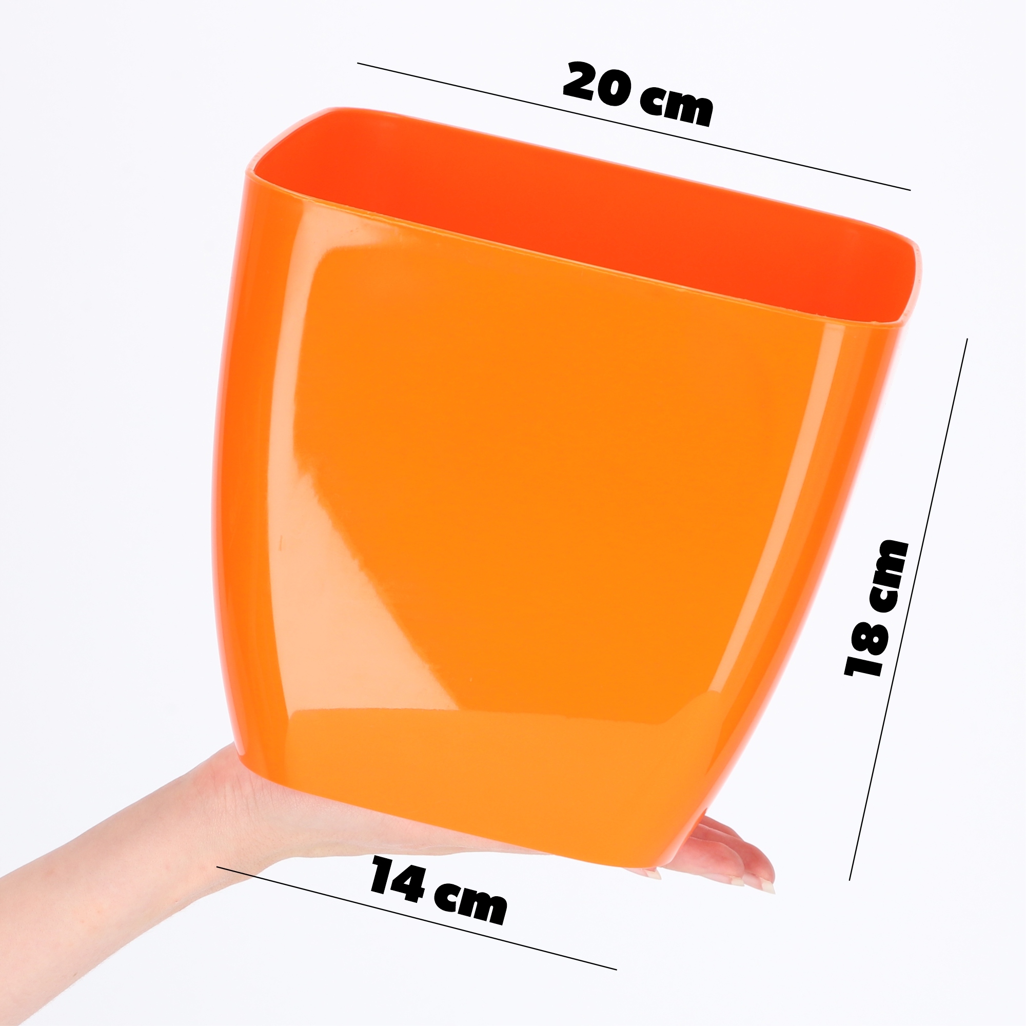 Doniczka kwadratowa Borgo 20 cm, pomarańczowa