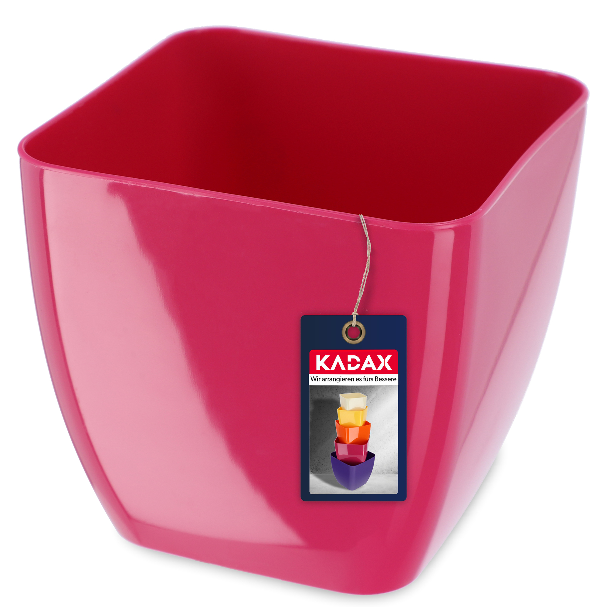 Doniczka kwadratowa Borgo 16 cm, różowa