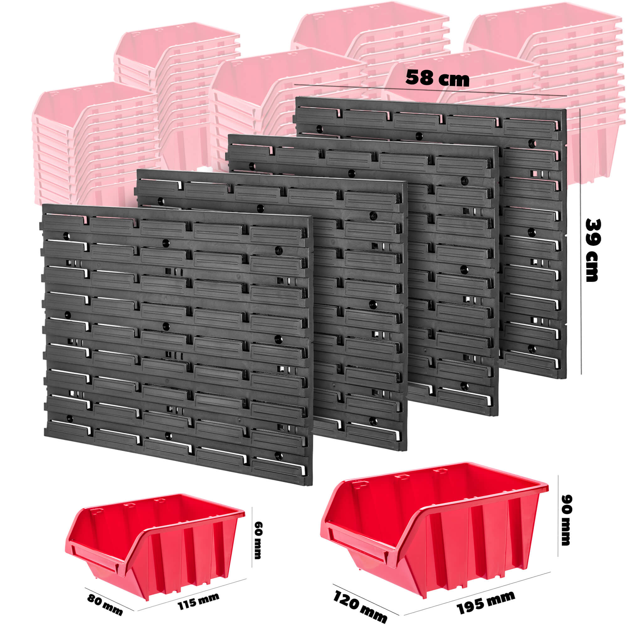 Tablica warsztatowa Lokke 67 elementów 116 x 78 cm, czerwona