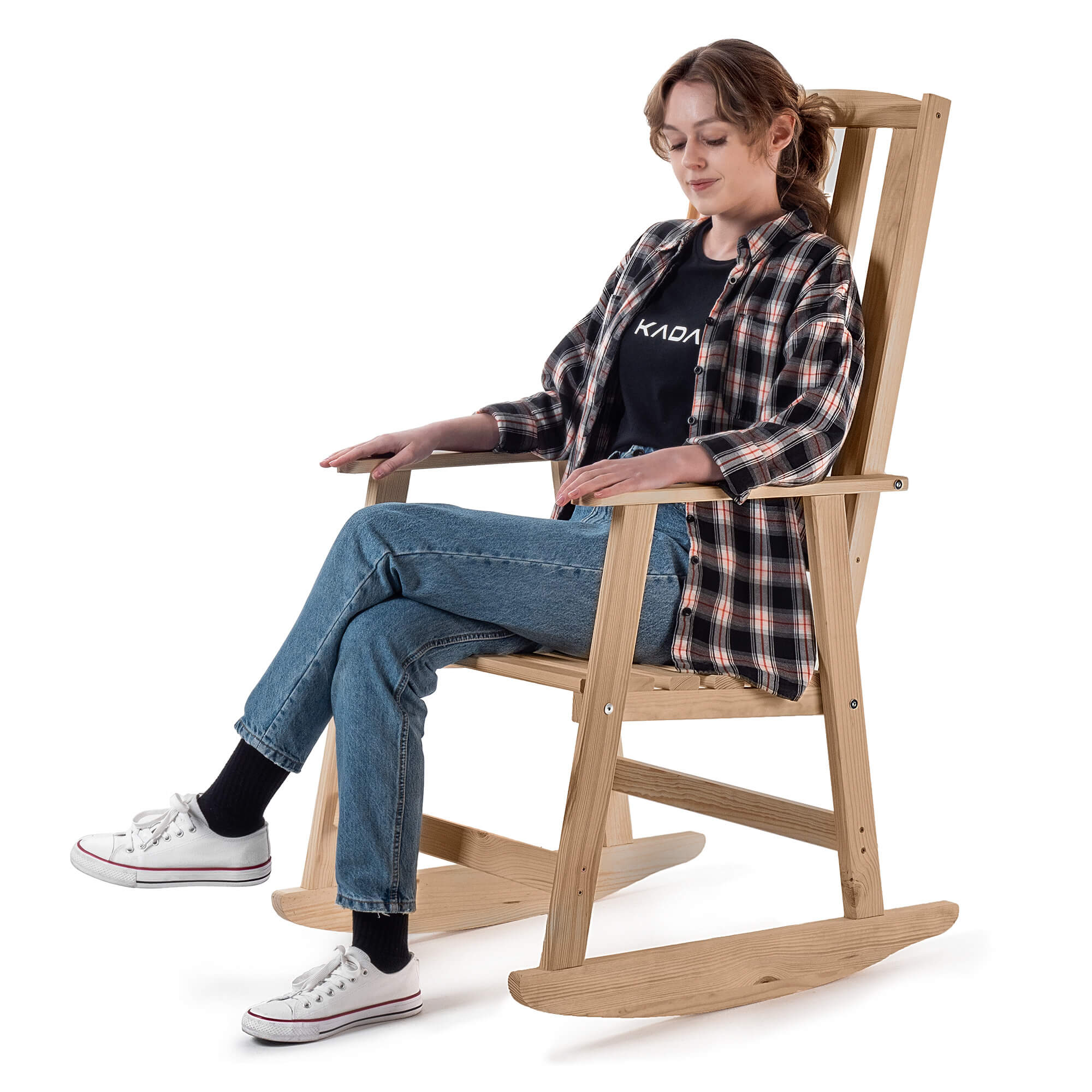 Fotel drewniany bujany Crenay złoty dąb