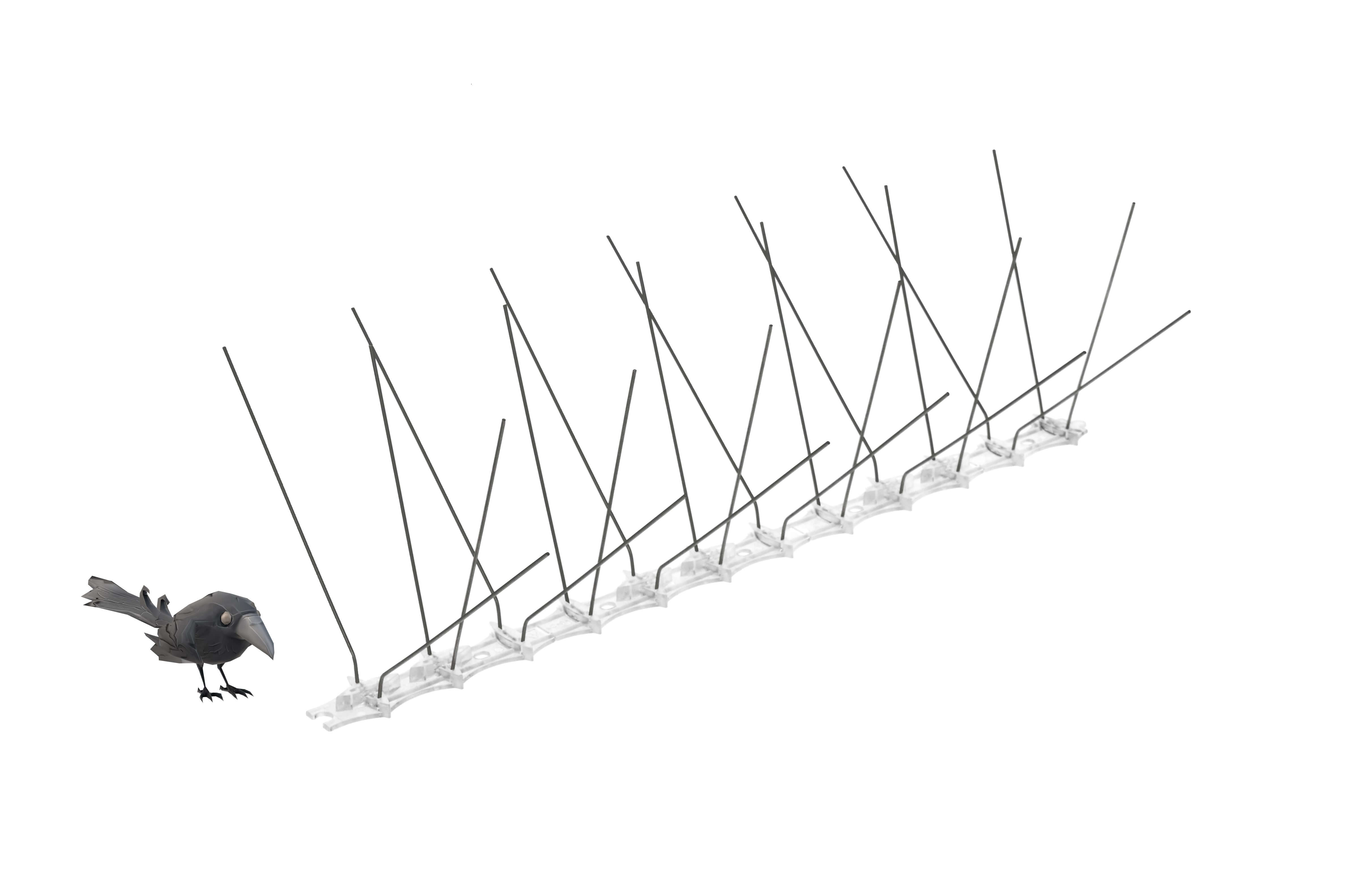 Kolce na ptaki 33 x 17 cm, srebrne