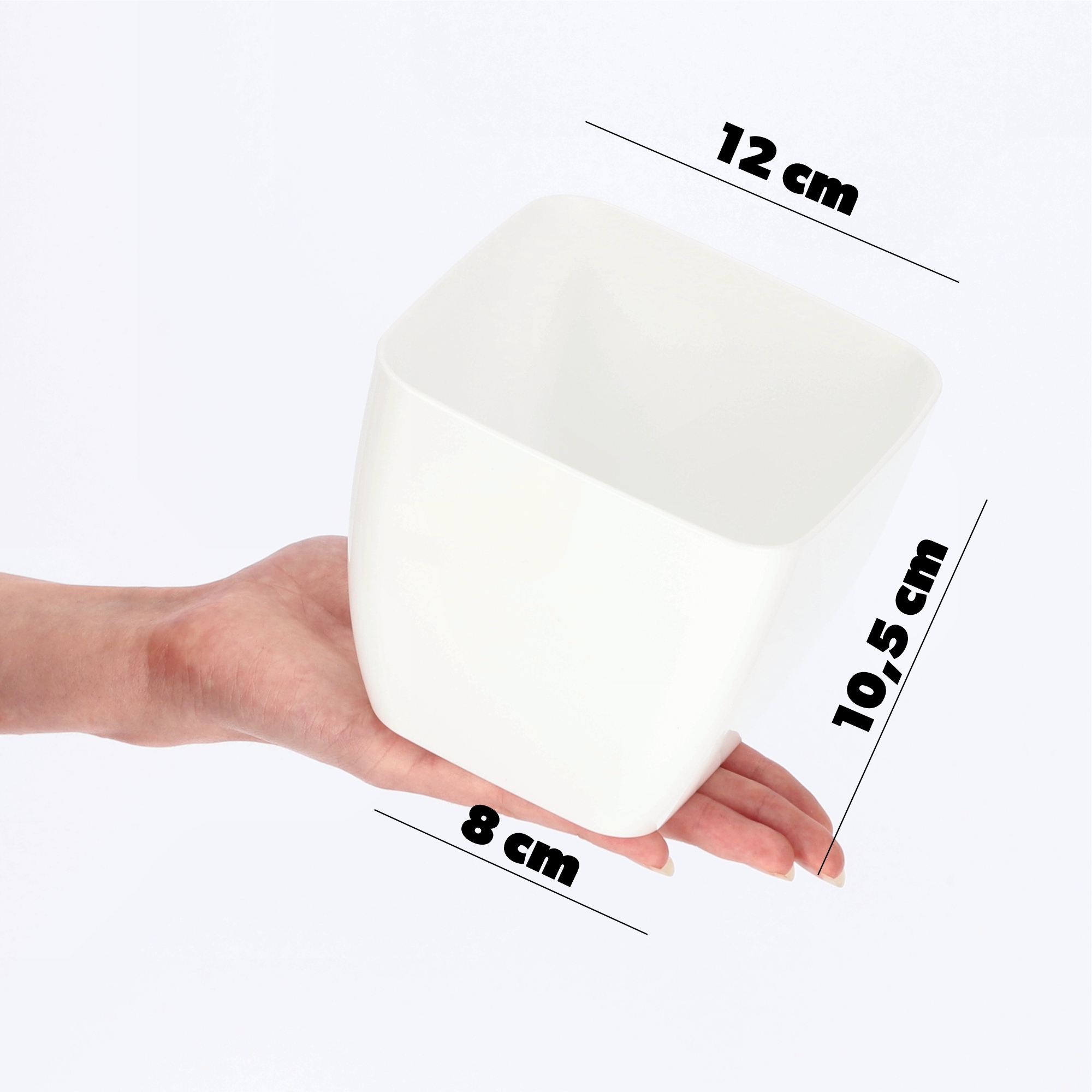 Doniczka kwadratowa Borgo 12 cm, biała