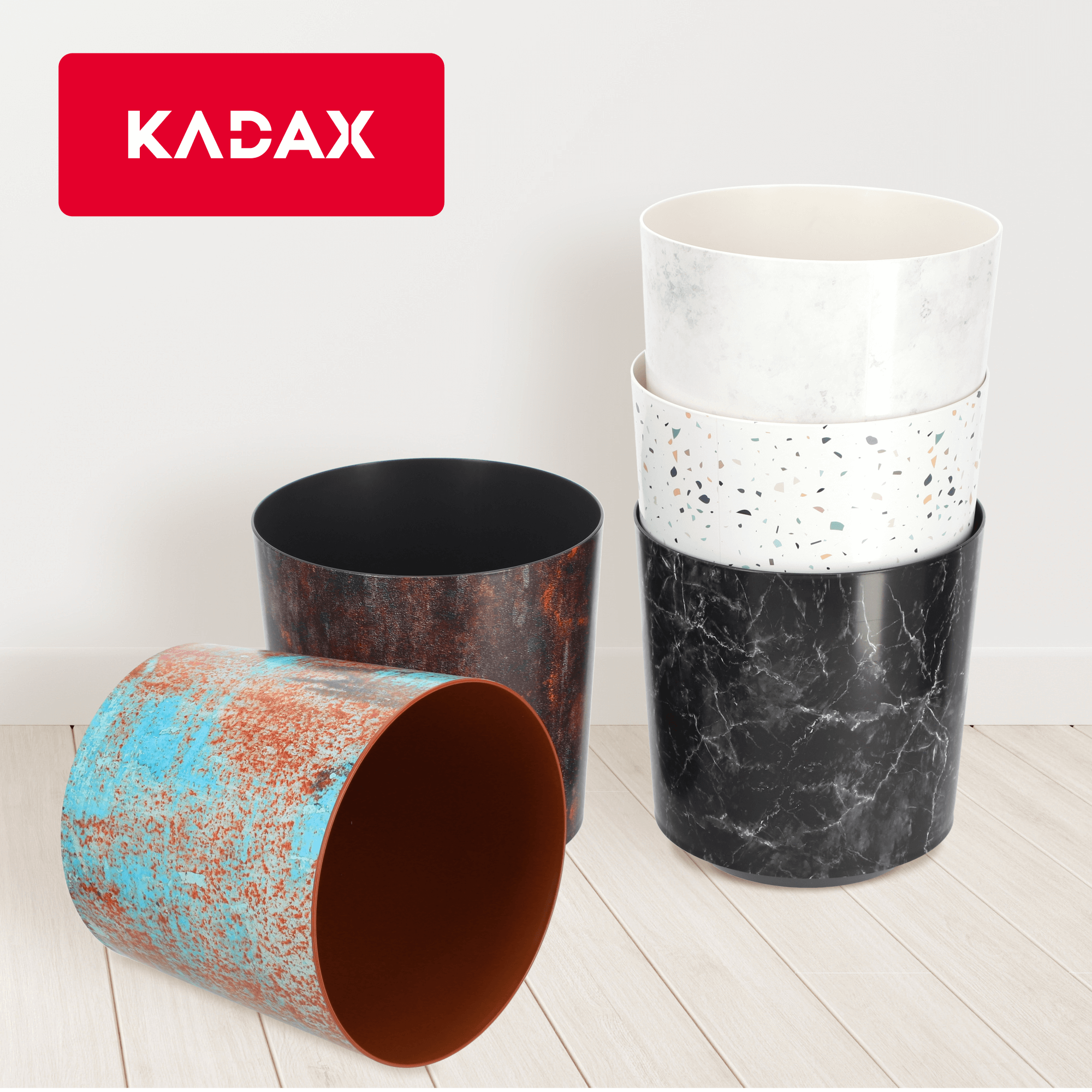 Osłonka na doniczkę Belvi 30 cm, niebiesko-brązowa