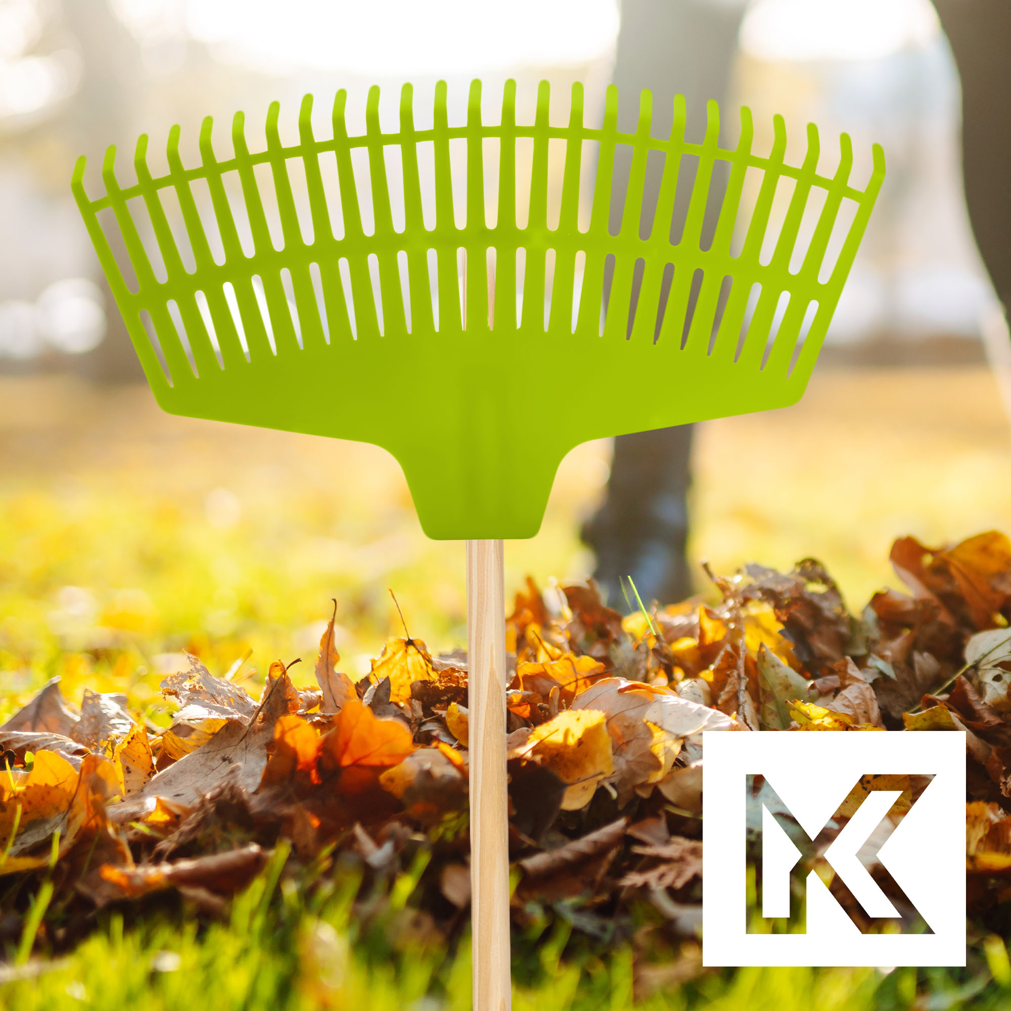 Grabie do liści Laxe 25 zębów zielone bez trzonka