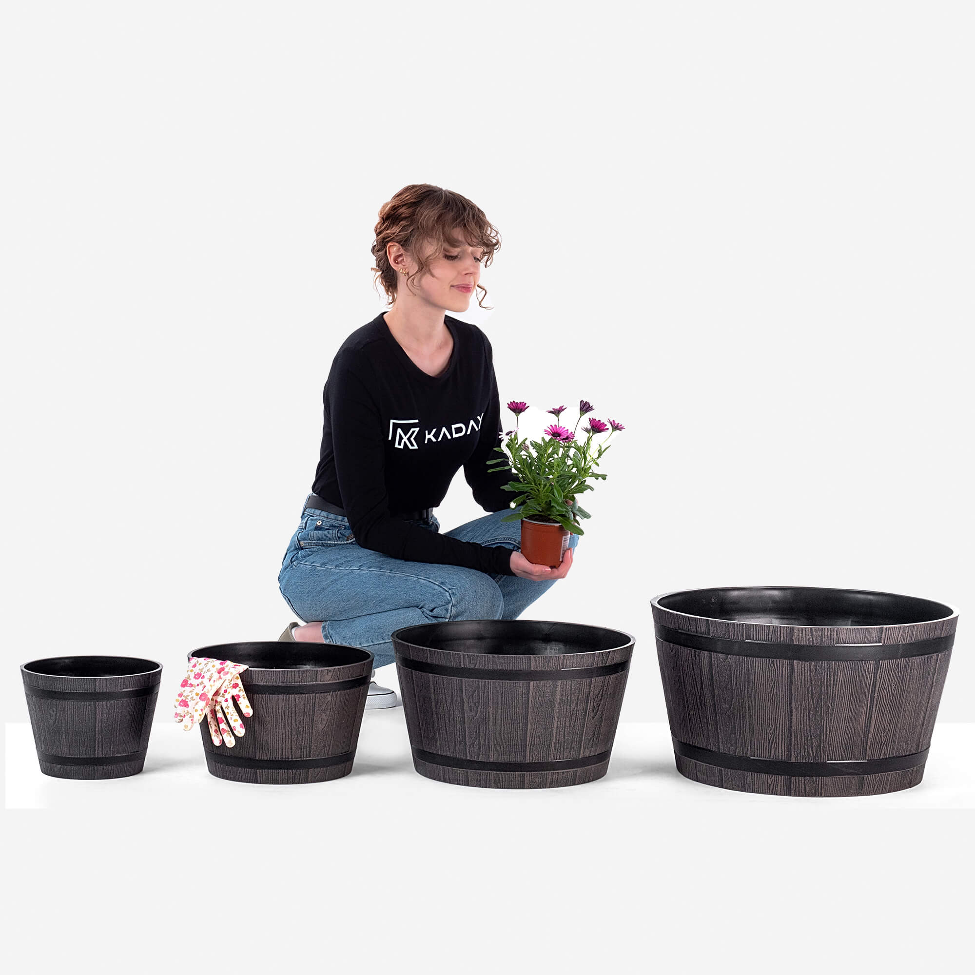Donica na kwiaty Sori 23, 30, 40, 50 cm, ciemny brąz
