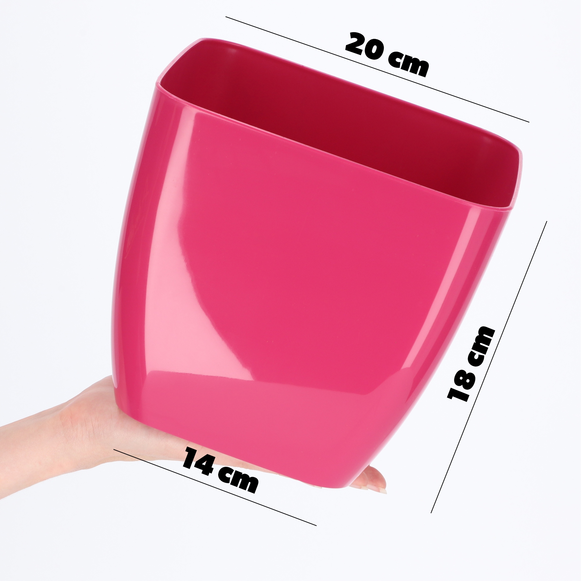 Doniczka kwadratowa Borgo 20 cm, różowa