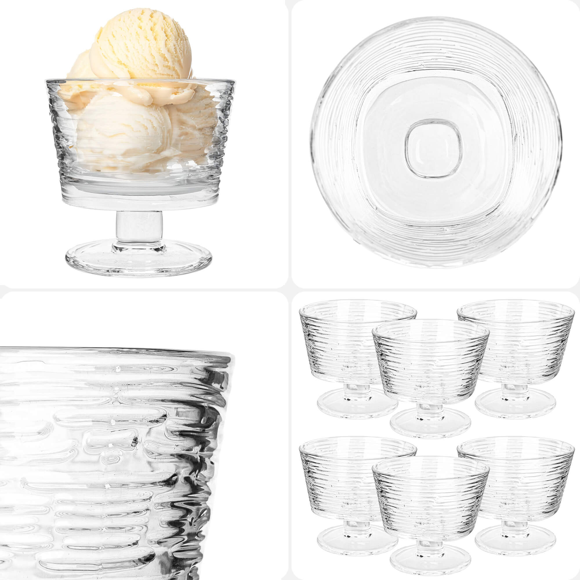 Pucharek do lodów Torza 290ml na nóżce wzór kora 6 szt.