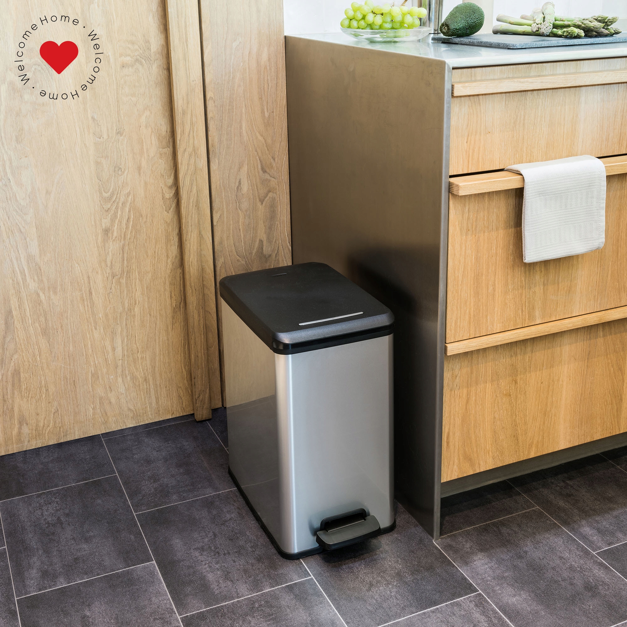 Kosz na śmieci Curver Slim Bin 25L, srebrny