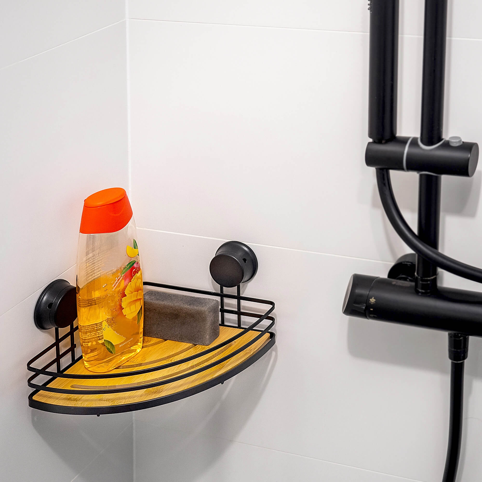 Półka narożna łazienkowa Cima 21 x 19 cm, czarna