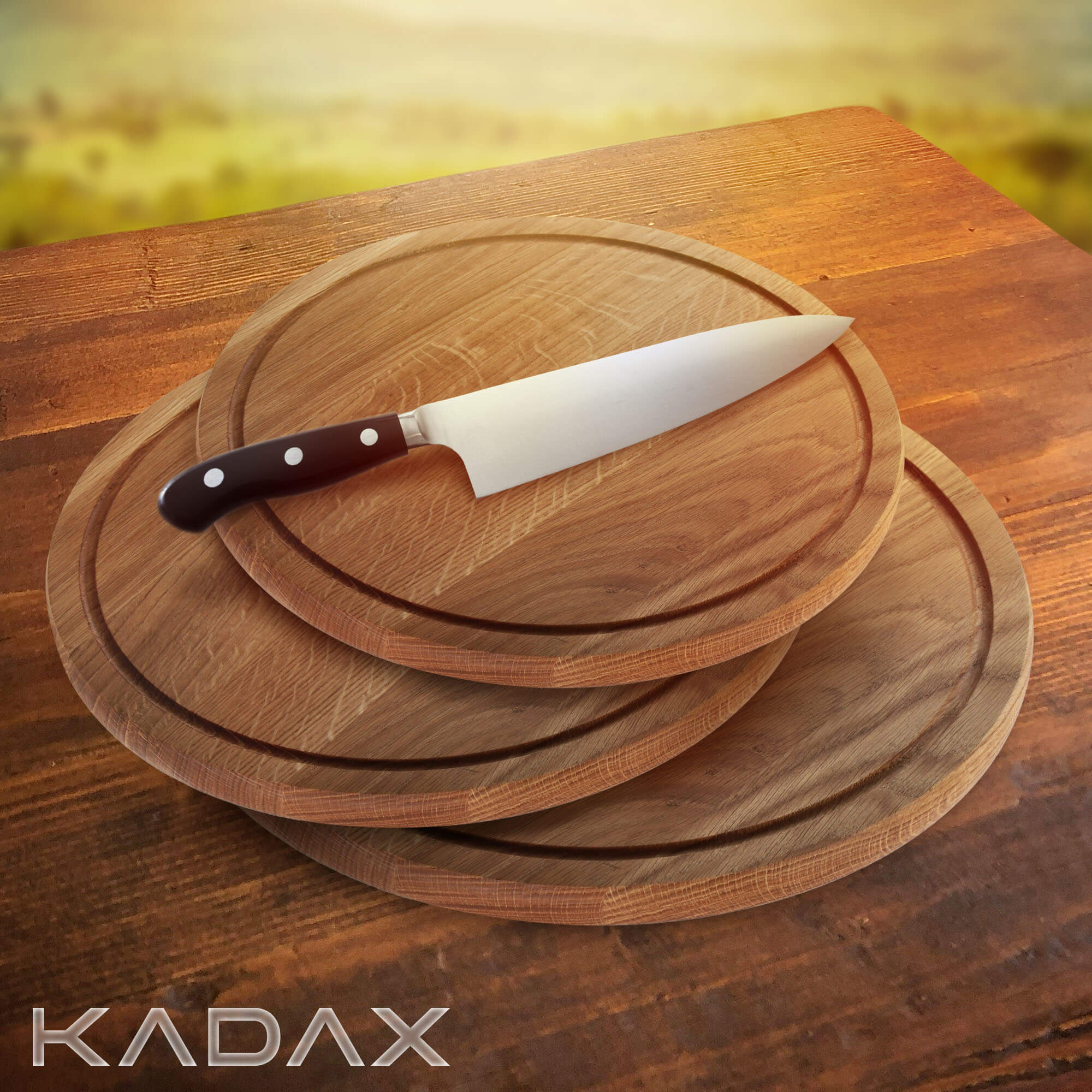 Okrągła, dębowa deska do krojenia 35 cm