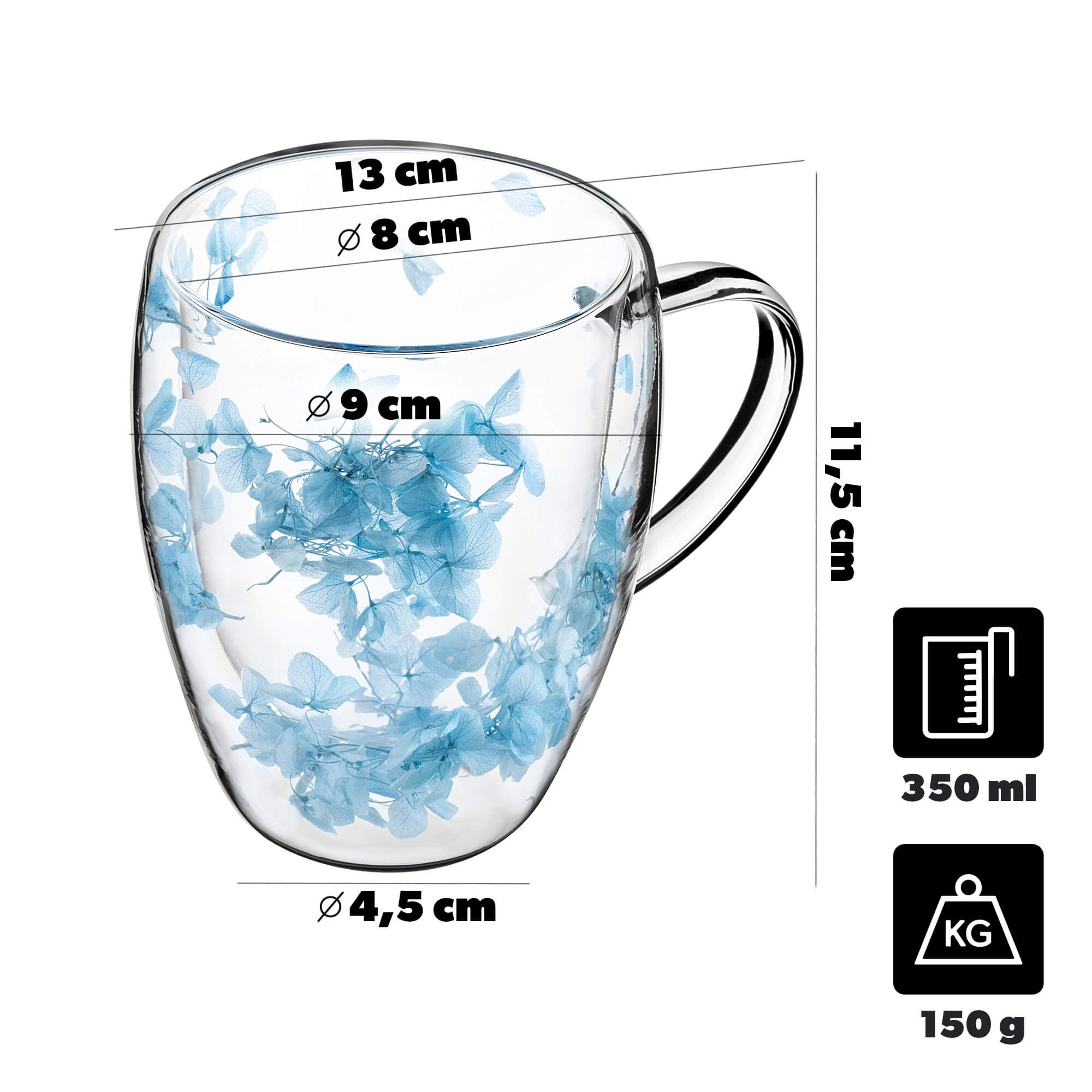 Kubek termiczny z kwiatowym motywem Riga 350ml niebieski 1 szt.