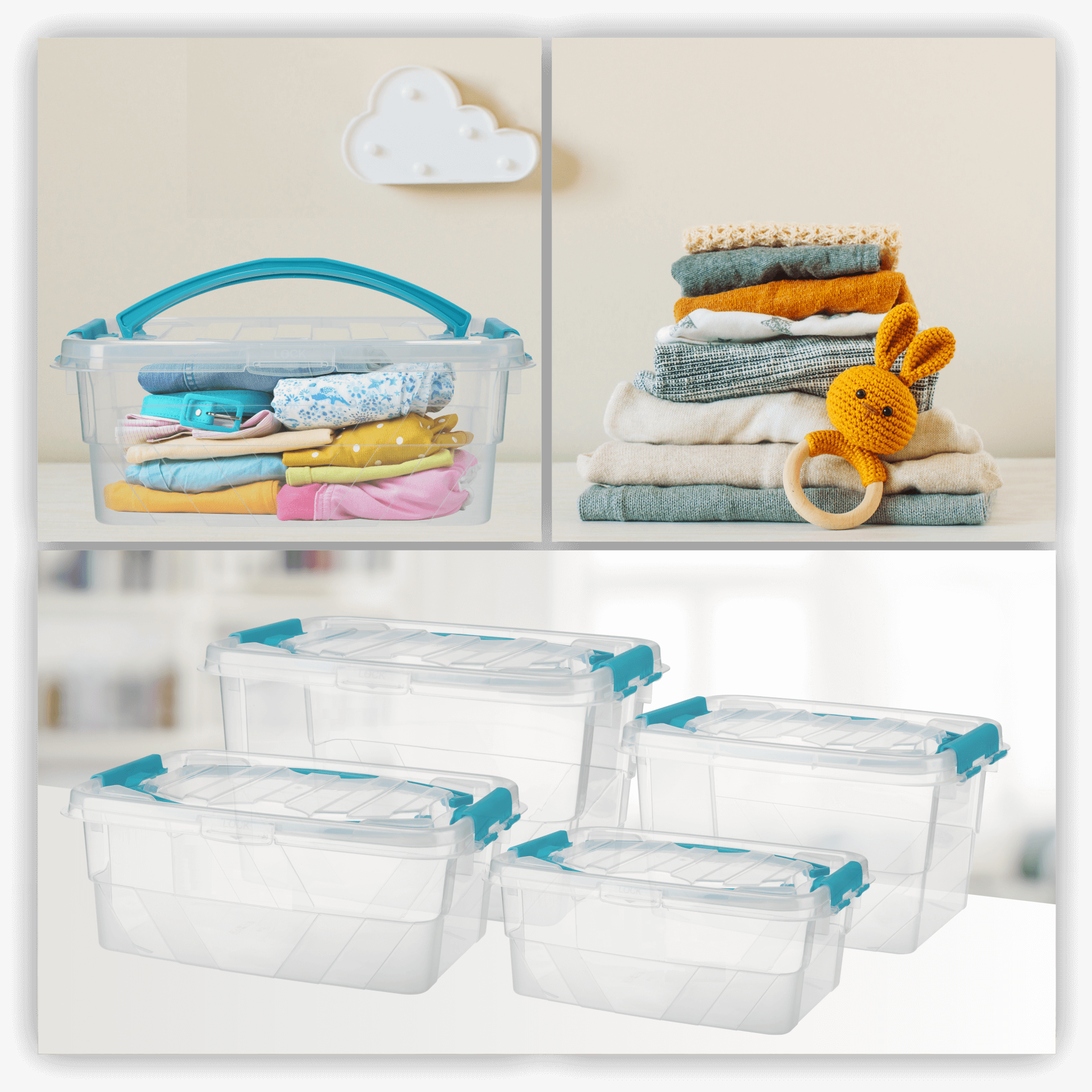 Pojemnik do przechowywana z pokrywą 9L, niebieski