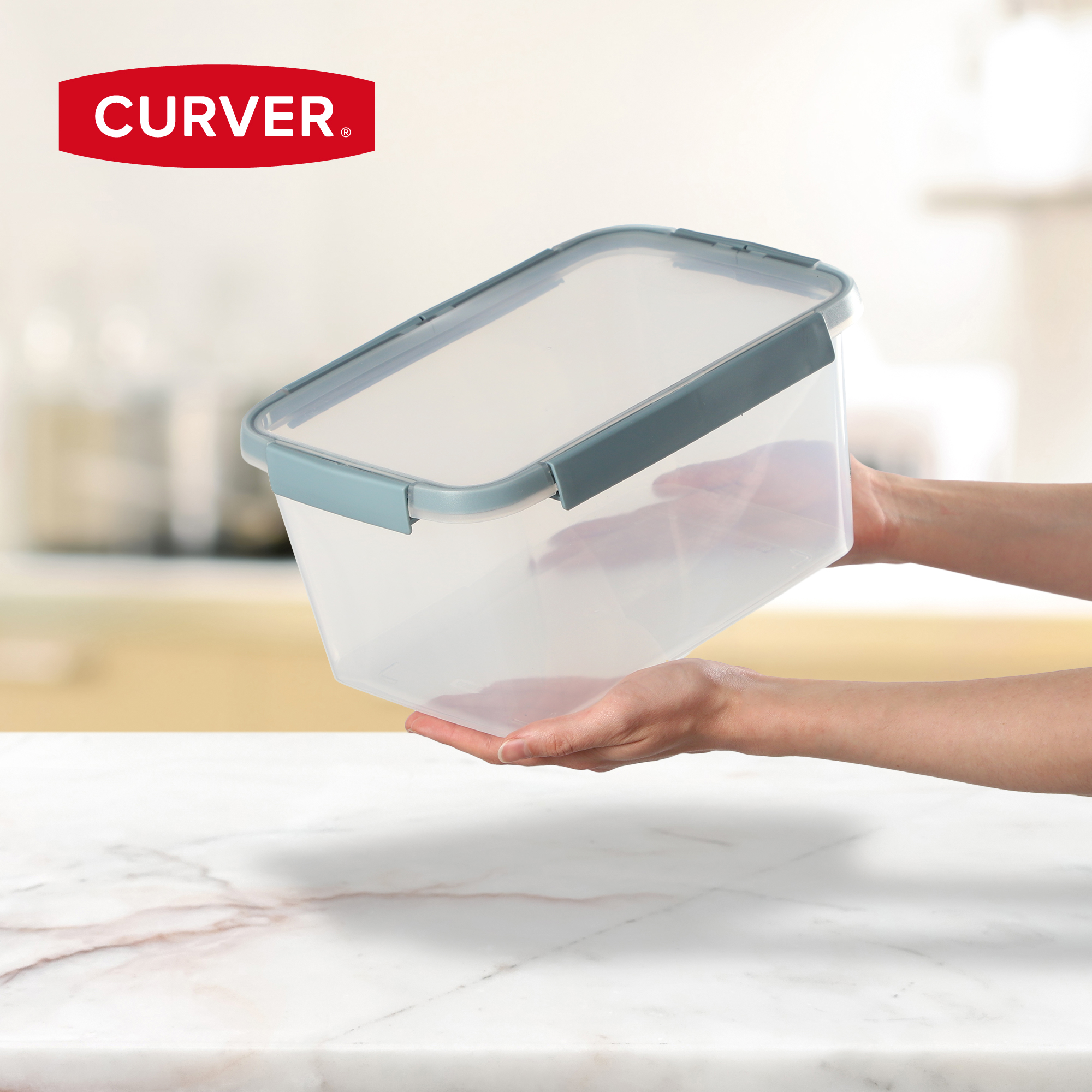 Pojemnik na żywność 5L Curver Smart Fresh Eco, szarobłękitny