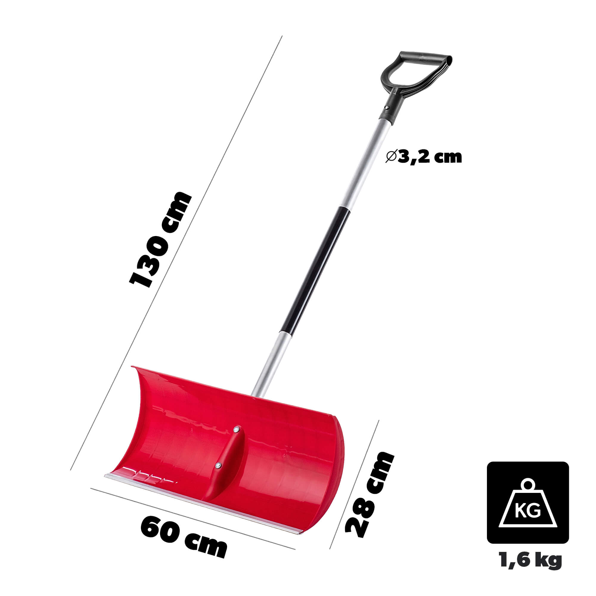 Łopata do śniegu Cros 60 cm czerwona