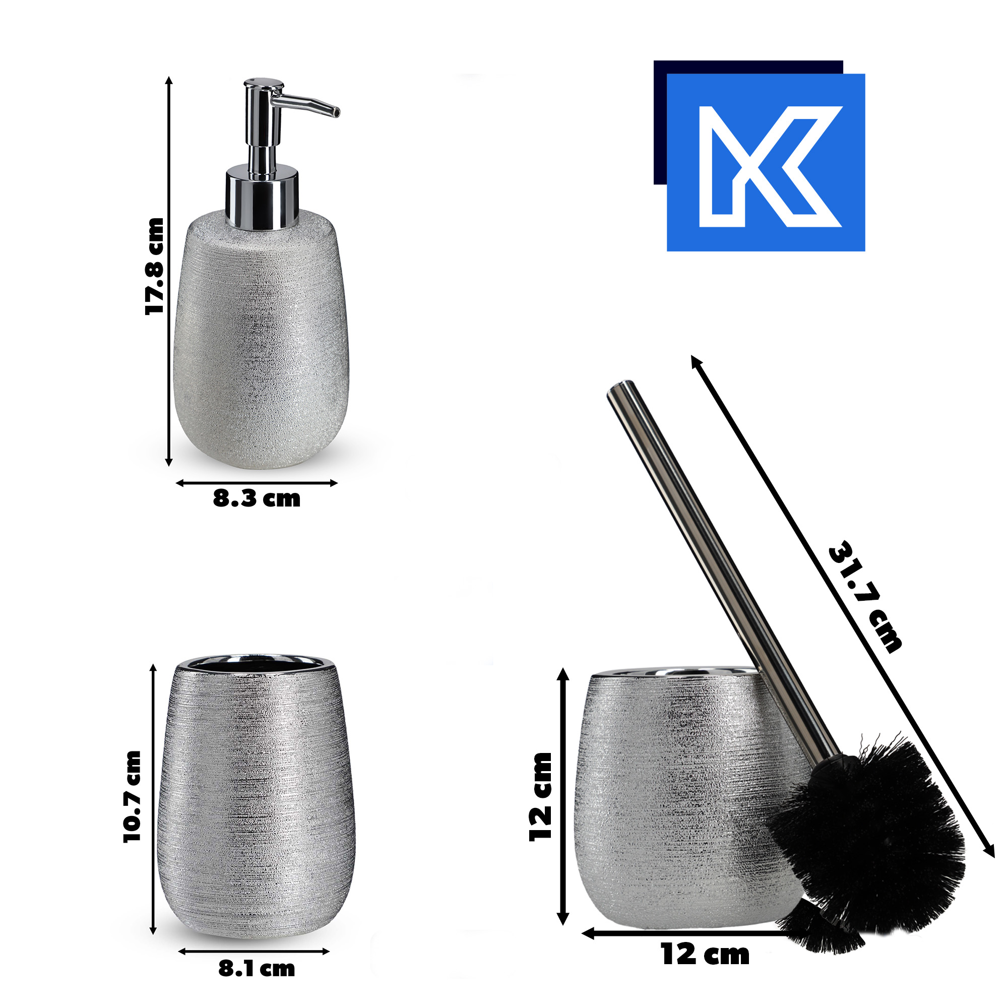 Zestaw łazienkowy Bari dozownik + kubek łazienkowy+ szczotka Wc