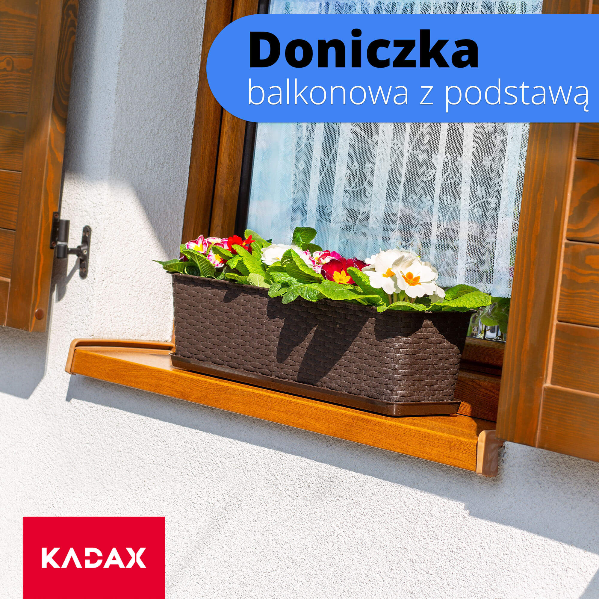 Skrzynka balkonowa z podstawką Frette 60 x 17 cm, brązowa