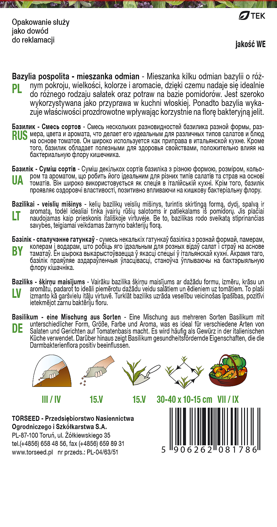 Bazylia mix Ocinum basilicum 0,5g