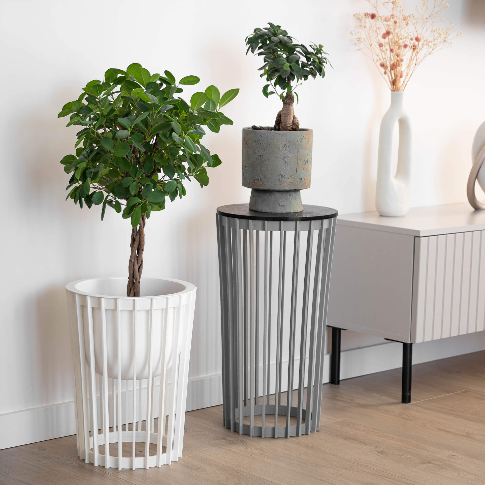 Kwietnik dwustronny Aytre 54 cm platynowy + blat czarny