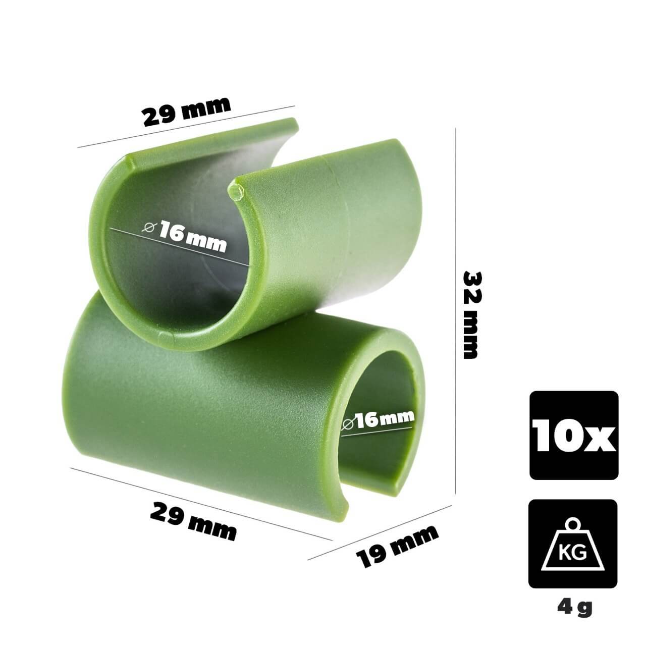 Łącznik kątowy do tyczek Lugo 16 mm, zielony, 10 szt.
